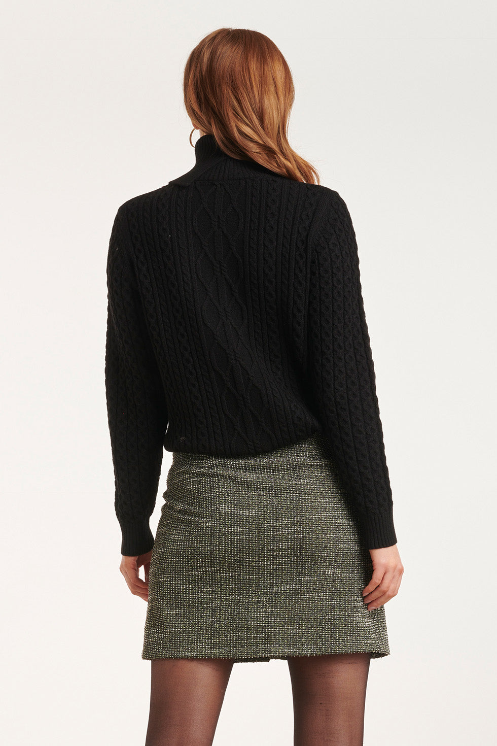 24628 E Gebreid Top Met Gevlochten Structuur | Black