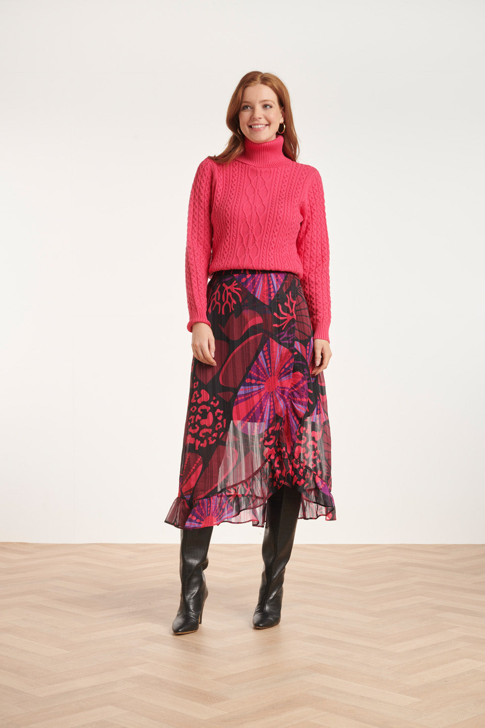 24628 Gebreid Top Met Gevlochten Structuur | Pink