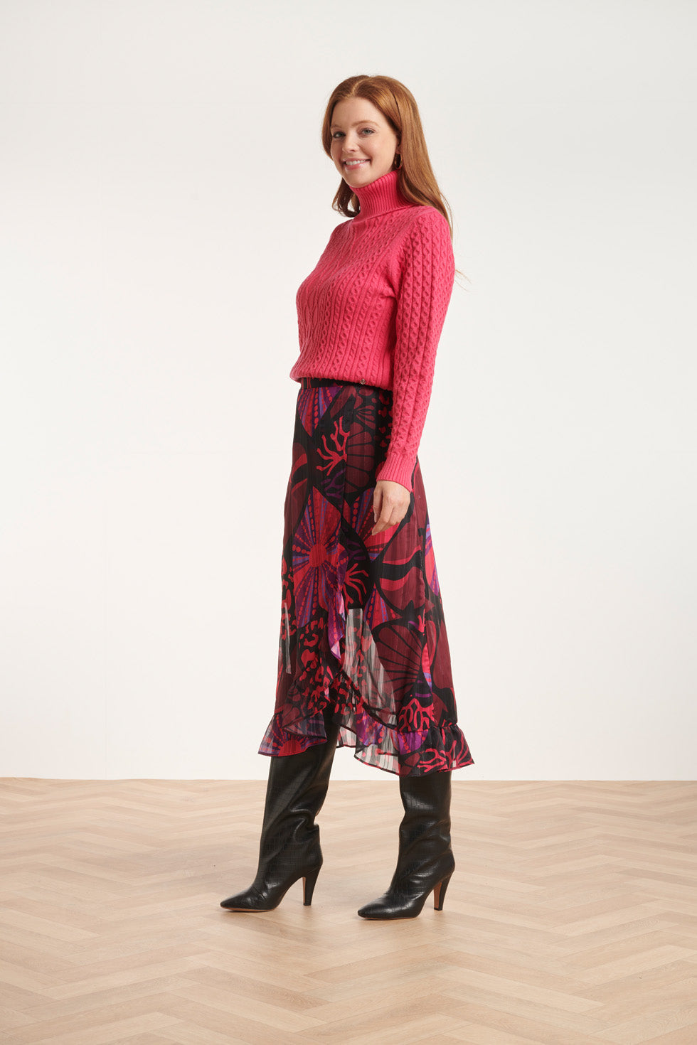24628 Gebreid Top Met Gevlochten Structuur | Pink