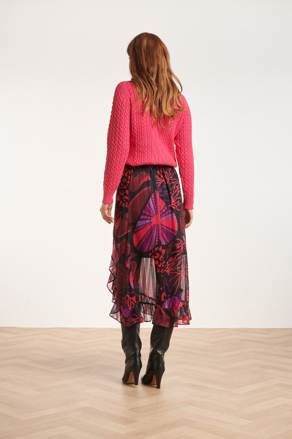 24628 Gebreid Top Met Gevlochten Structuur | Pink