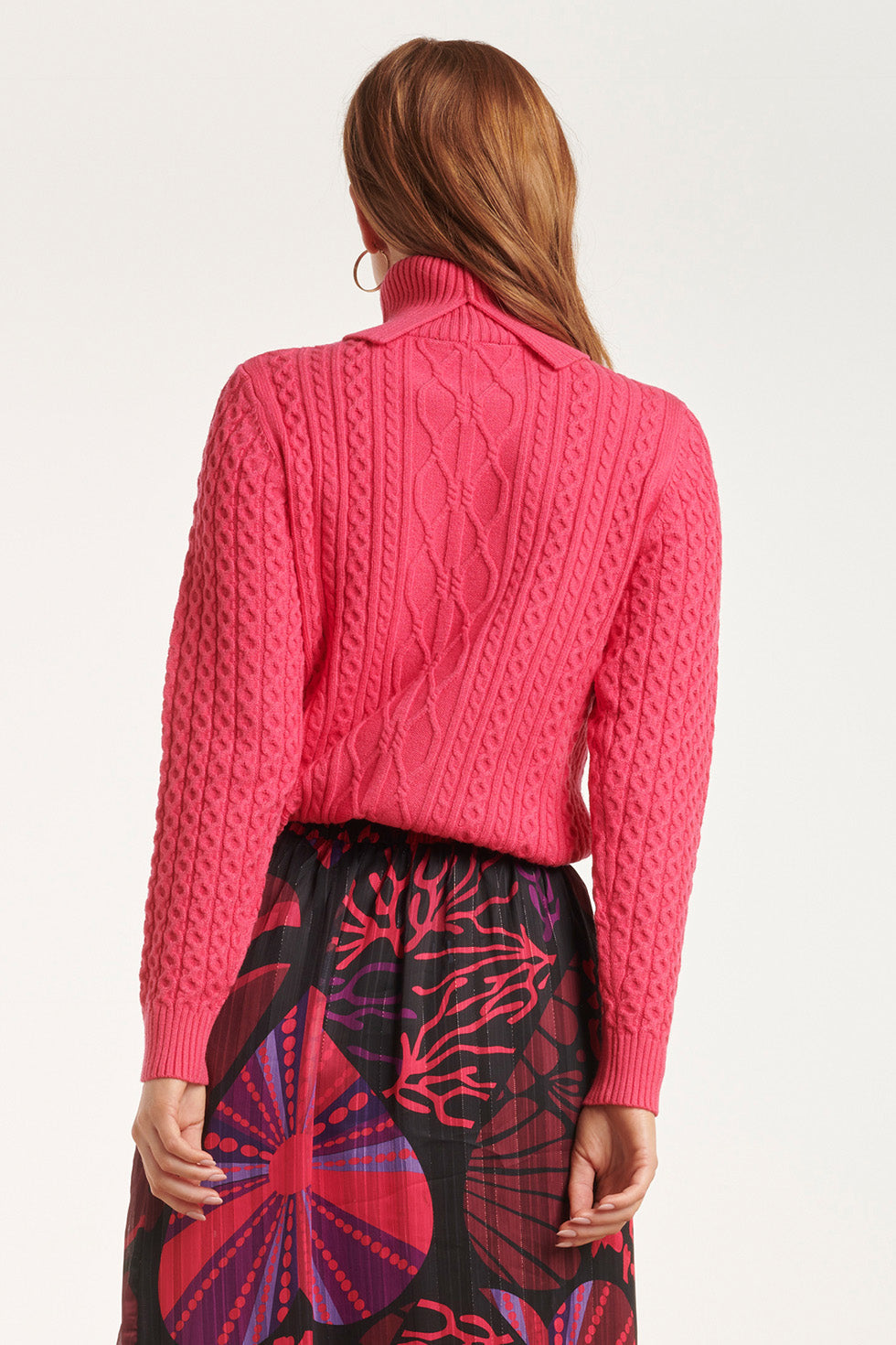 24628 Gebreid Top Met Gevlochten Structuur | Pink