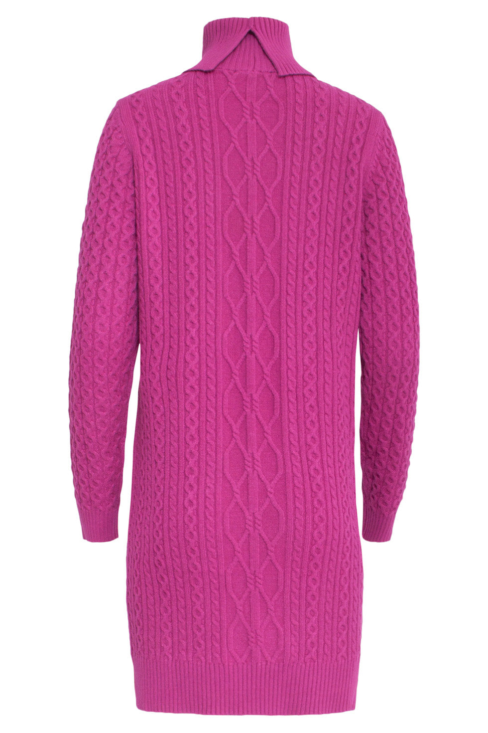24629 Cerise Gebreid Jurk Met Kabelstructuur | Cerise