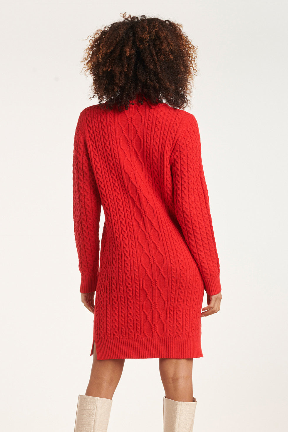 24629 Gebreid Jurk Met Vlechtstructuur | Red