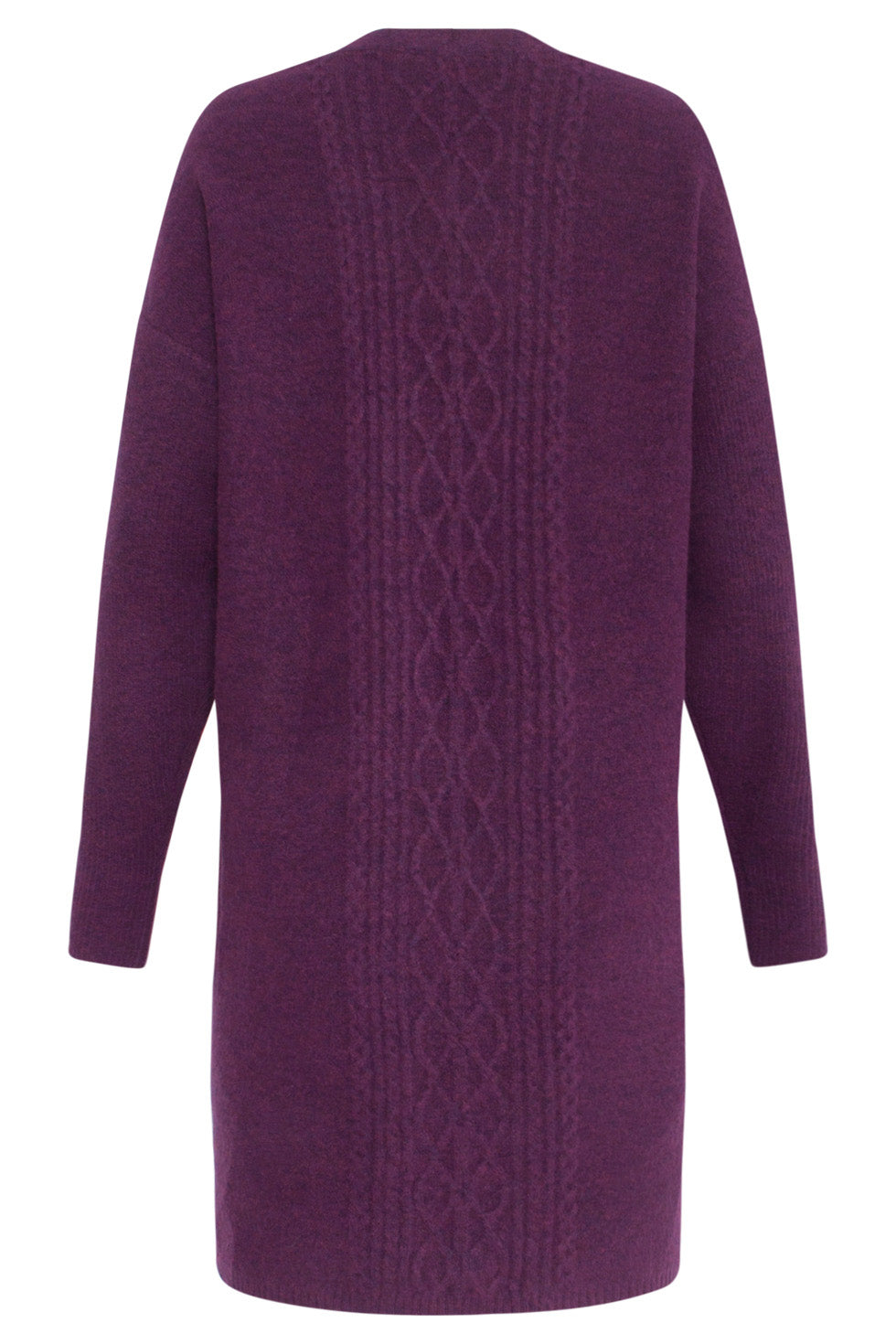 24630 Oversized Open Paarse Cardigan Met Kabeltructuur | Purple