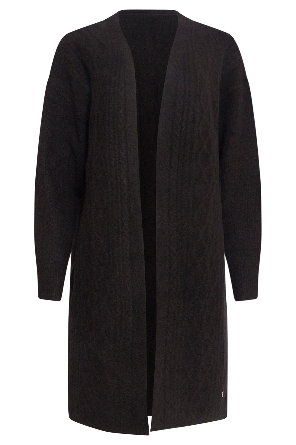 24630 Oversized Open e Cardigan Met Kabelstructuur | Black