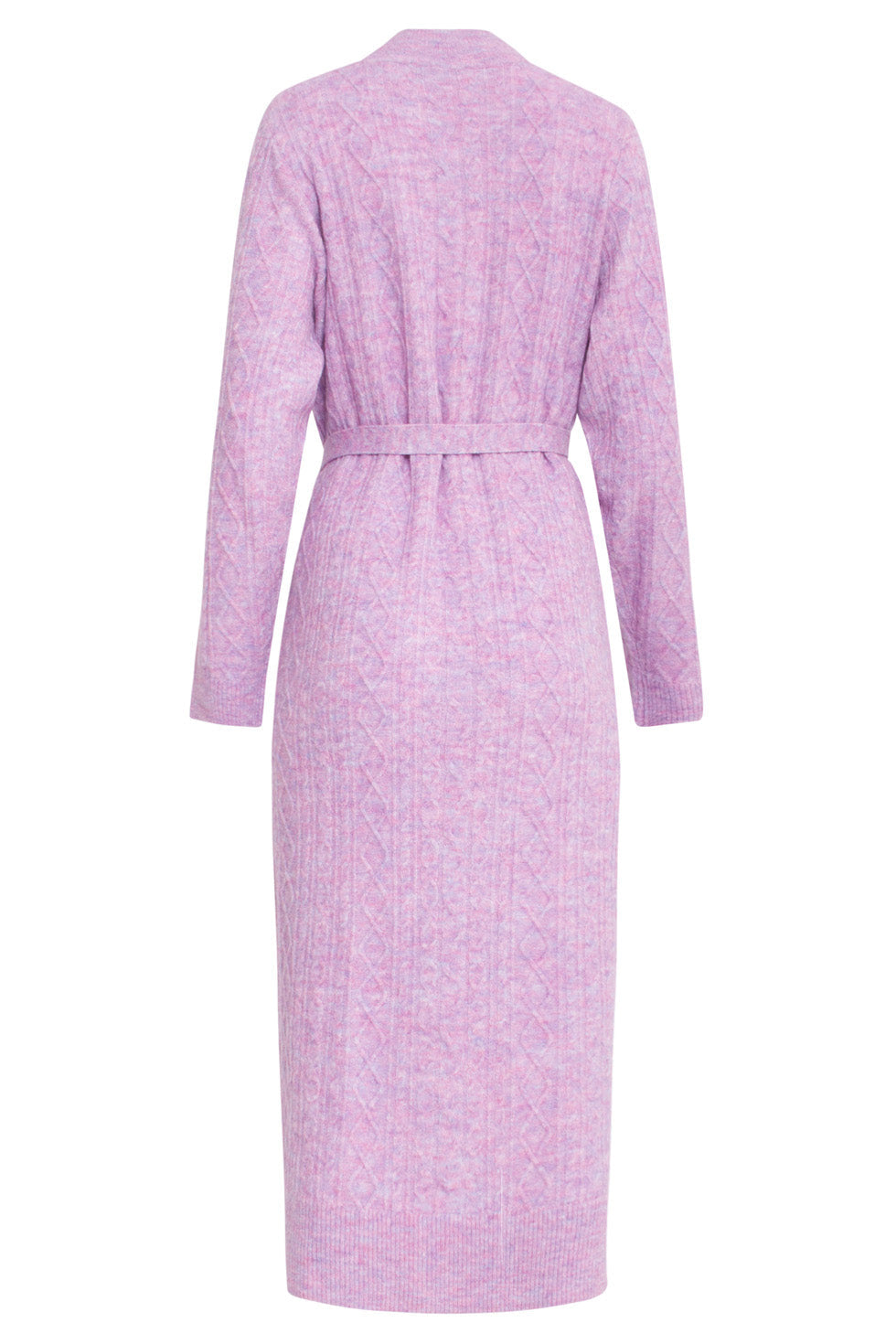 24631 Paars e Gebreide Midi Jurk Met Kabelstructuur | Lilac