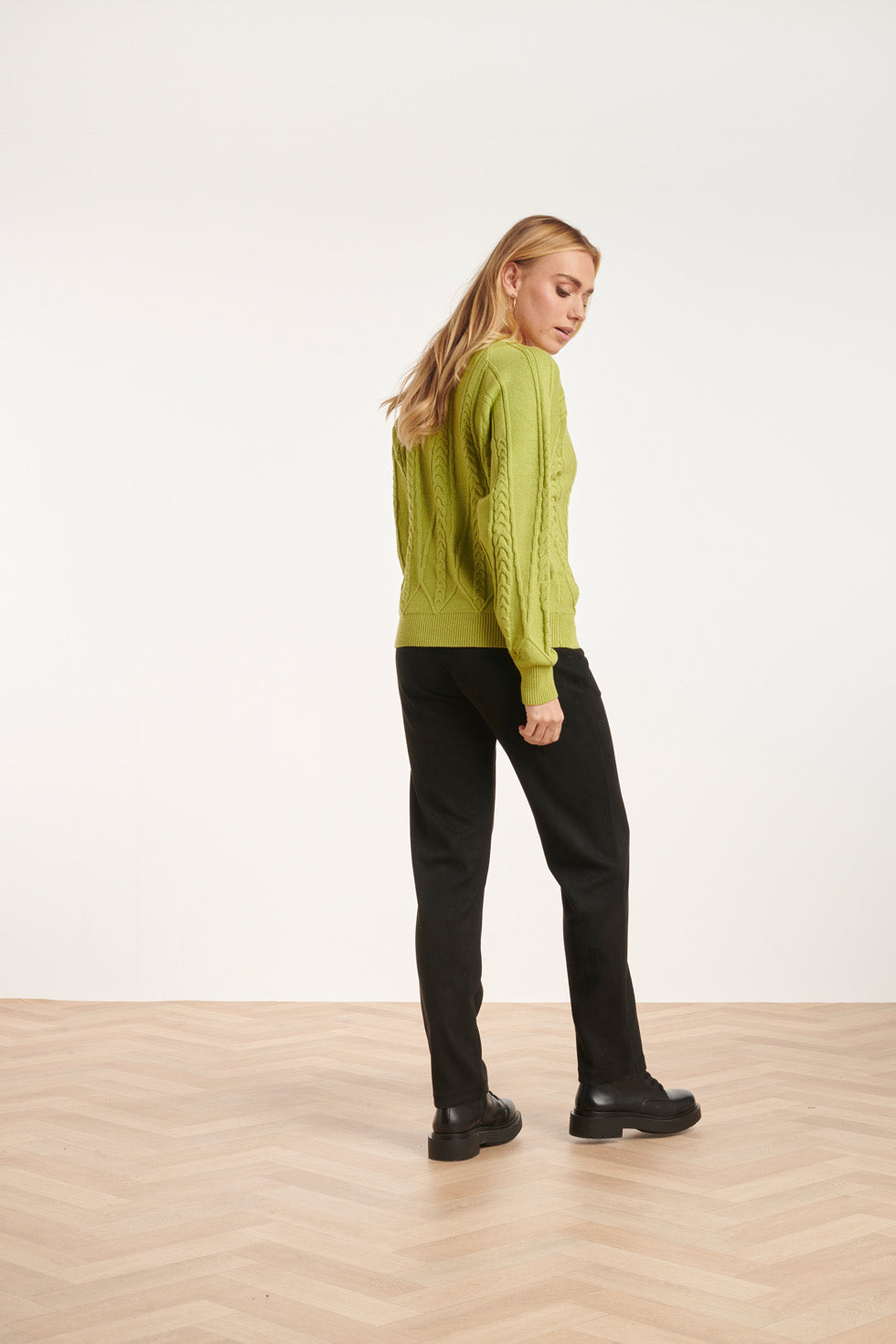 24635 Gebreide Licht Top Met Kabelstructuur | Light Green