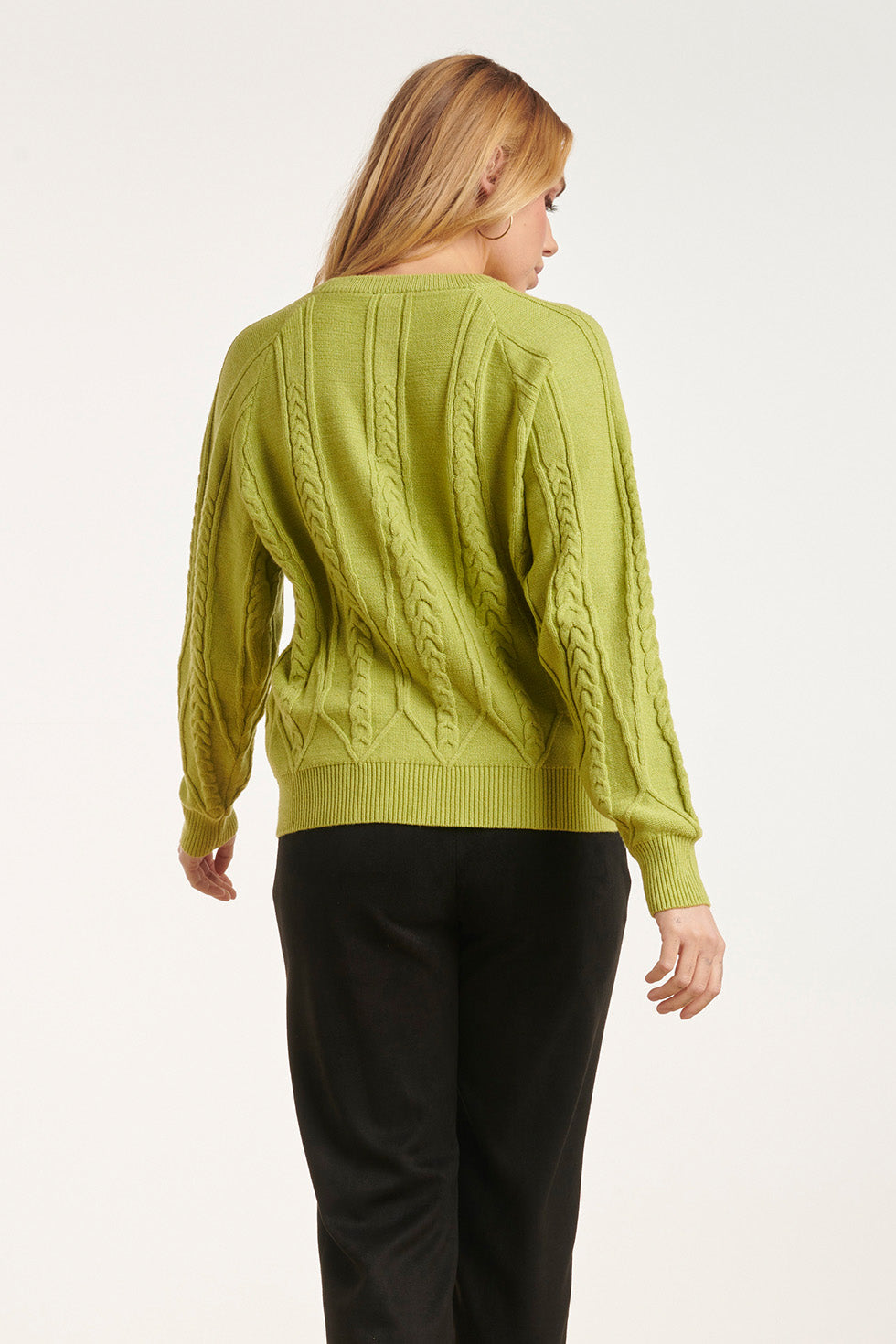 24635 Gebreide Licht Top Met Kabelstructuur | Light Green
