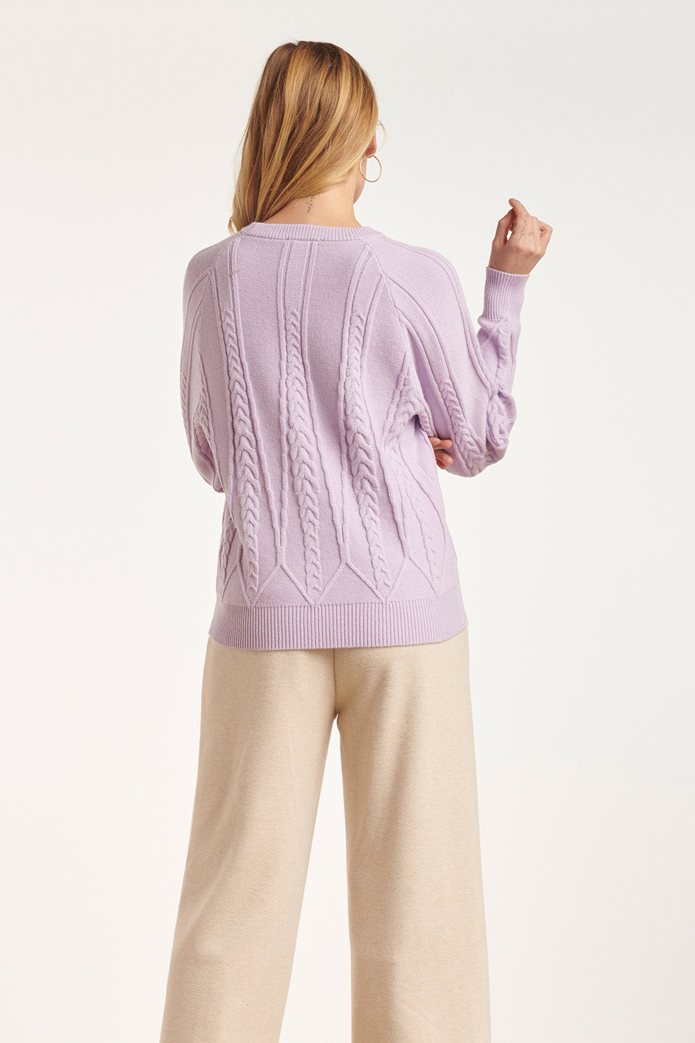 24635 Gebreide Lila Top Met Kabelstructuur | Lilac