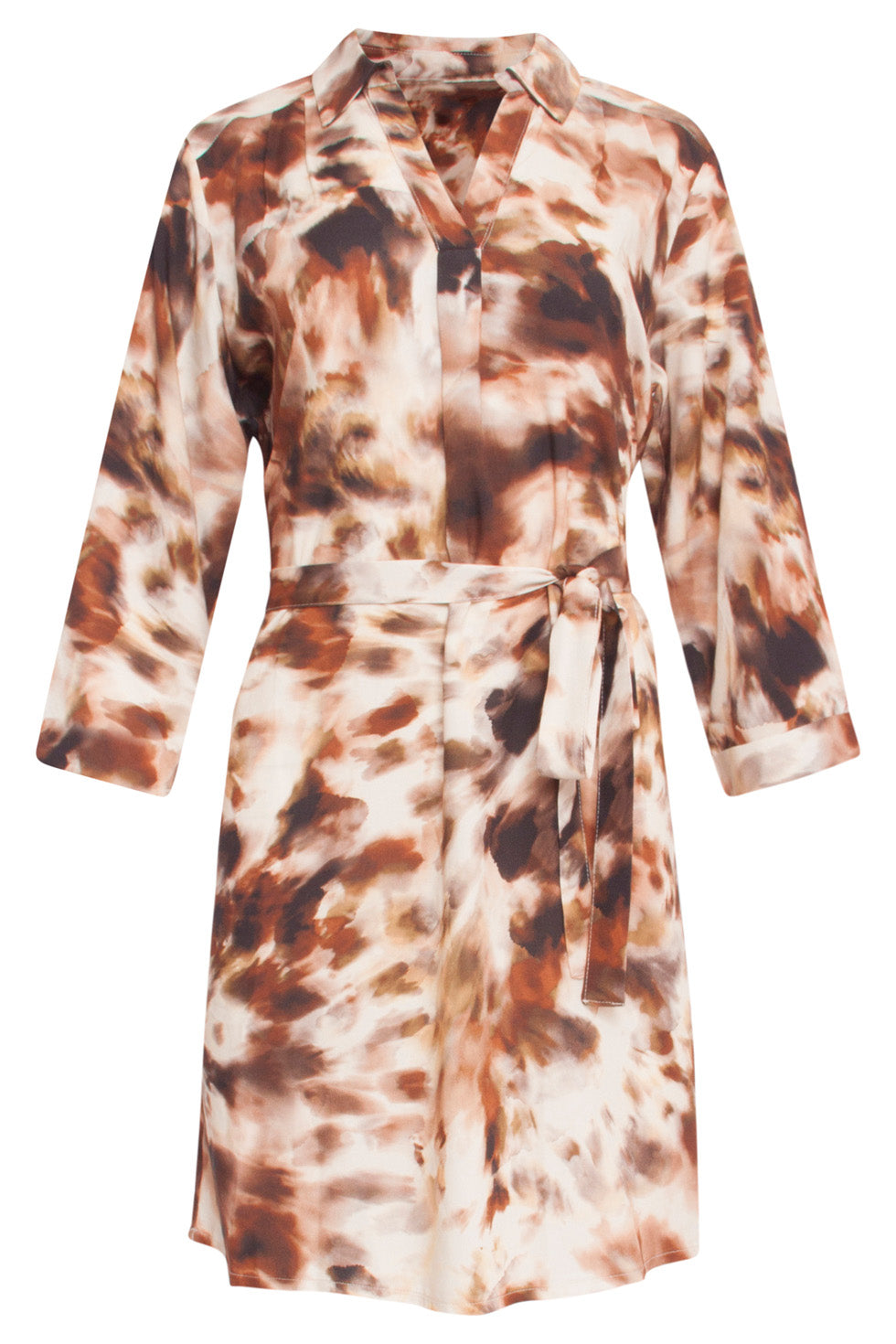 24642 Jurk Met Abstracte e Print | Sand - Brown