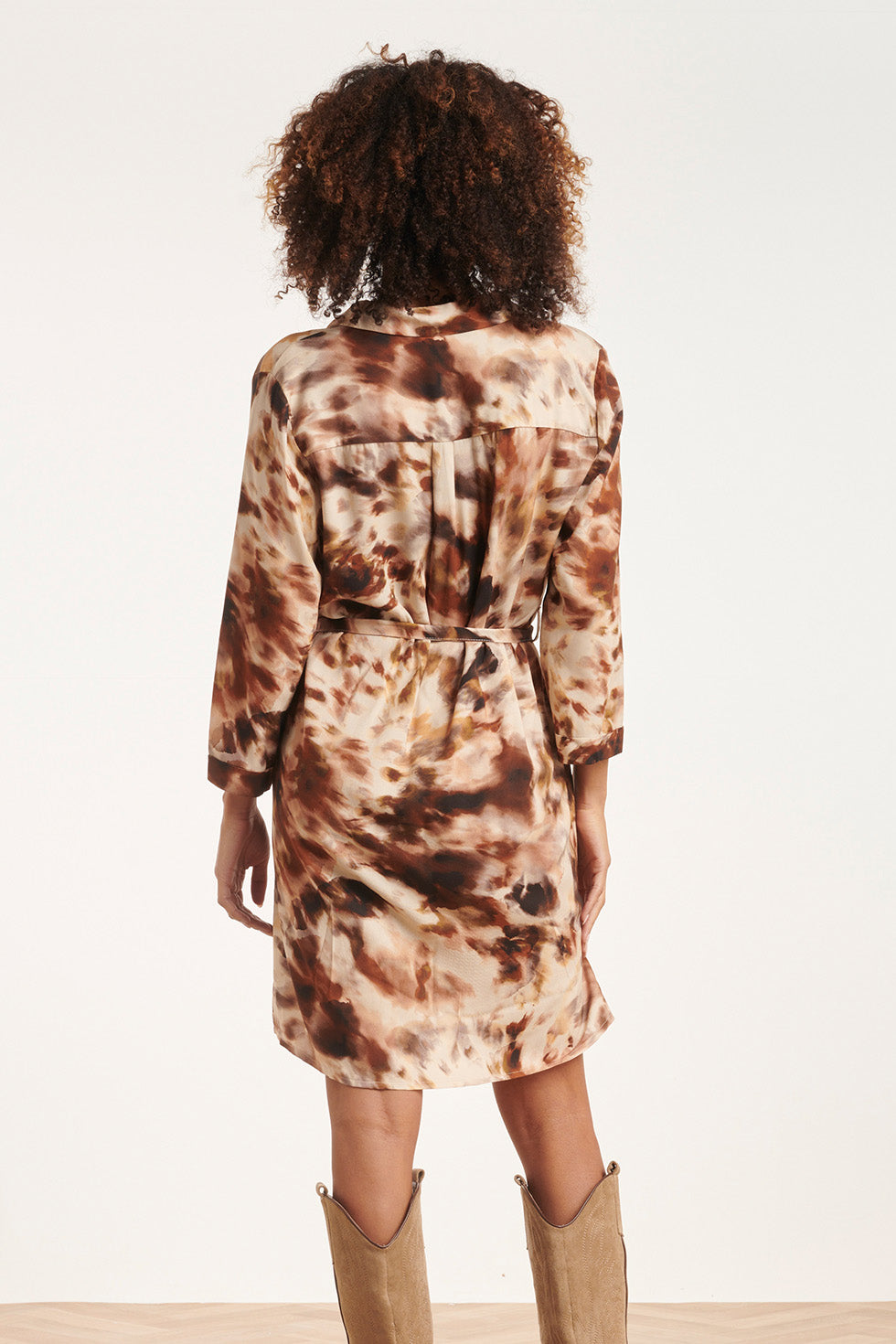 24642 Jurk Met Abstracte e Print | Sand - Brown
