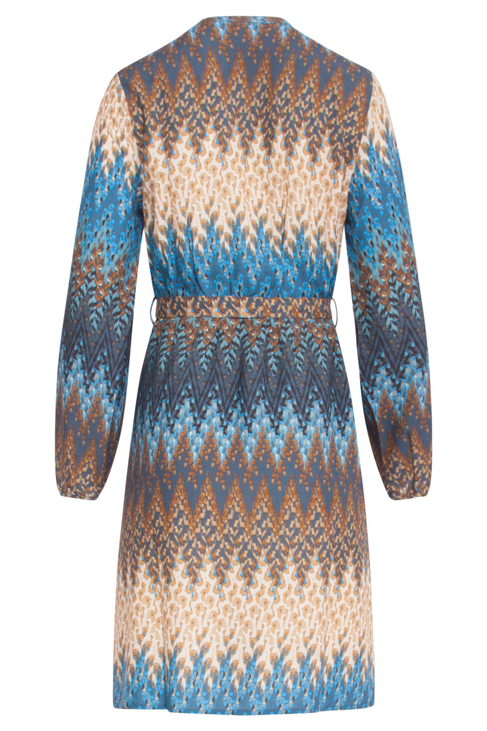 24643 Multicolour Zigzagprint Jurk | Blue - Sand
