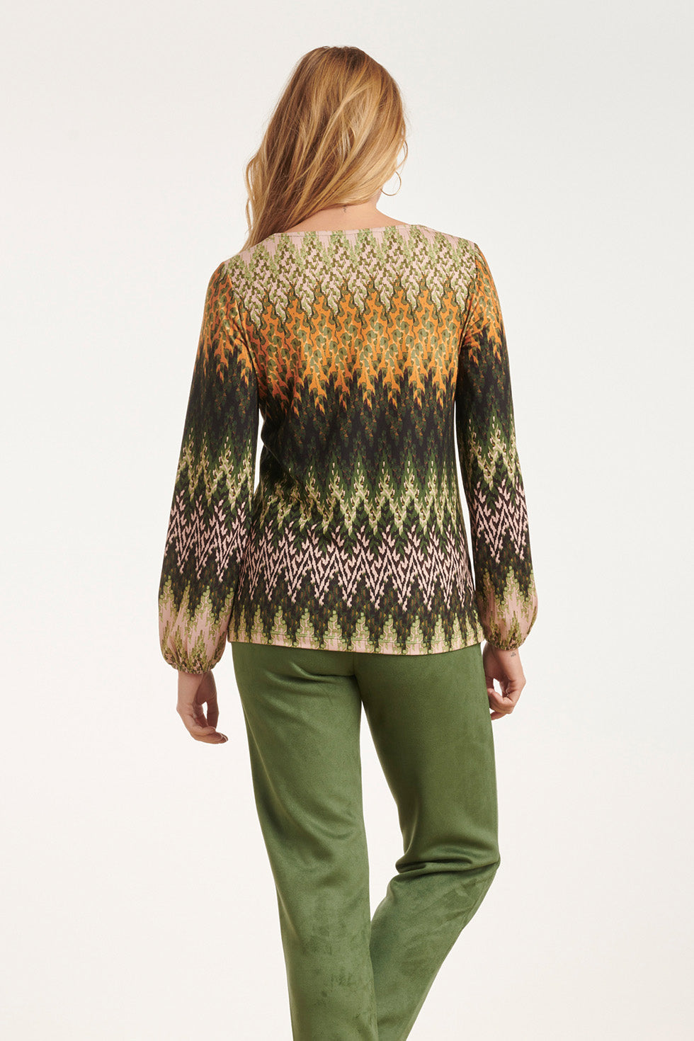 24645 Multicolour tint Zigzag Top | Green - Muticolour