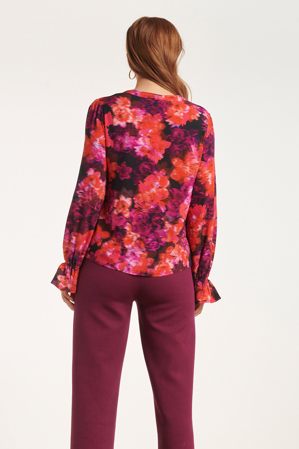 24651 Top Met Paarse Bloemenprint | Black - Muticolour