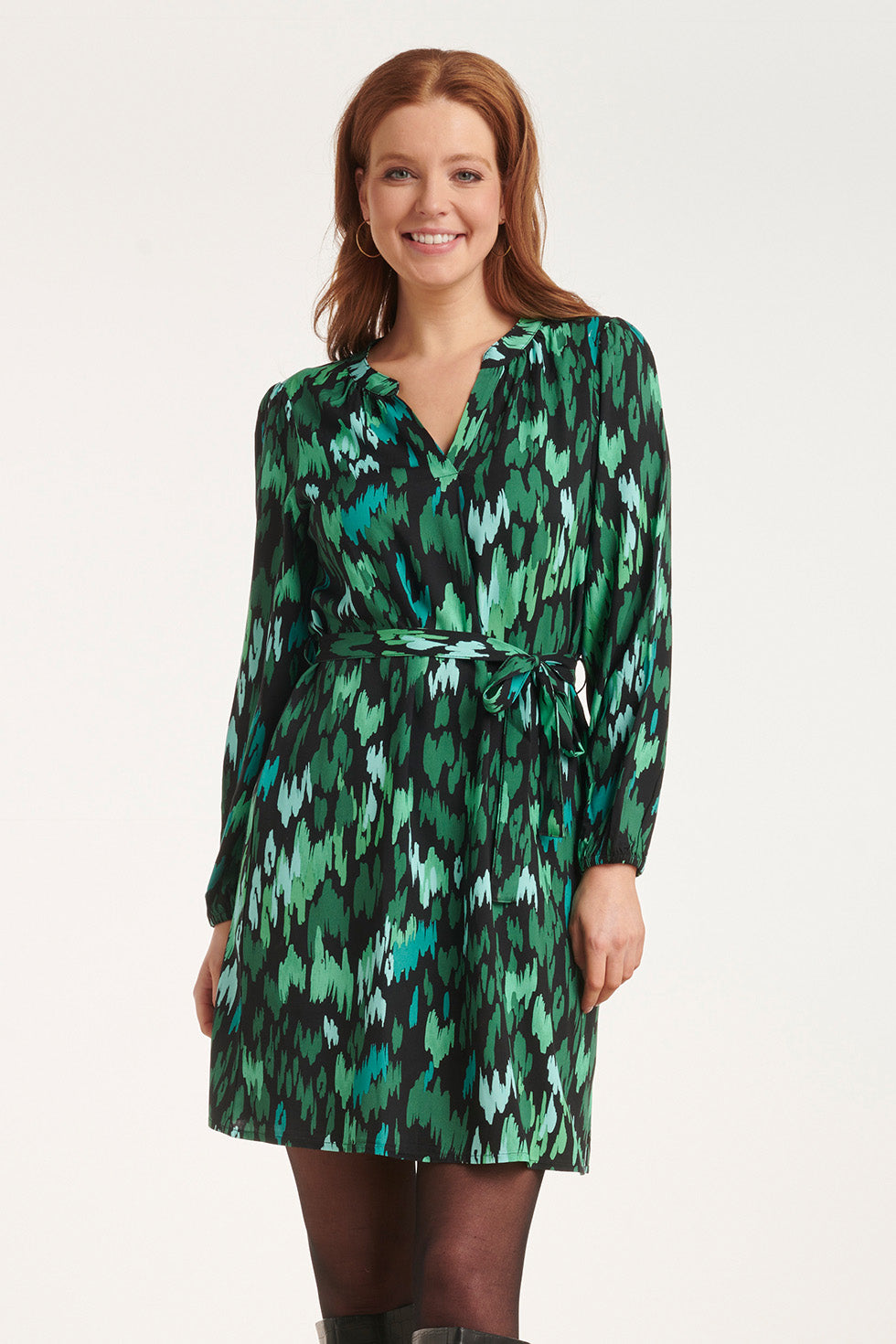 24657 Teal Dierprint Jurk | Petrol - Black