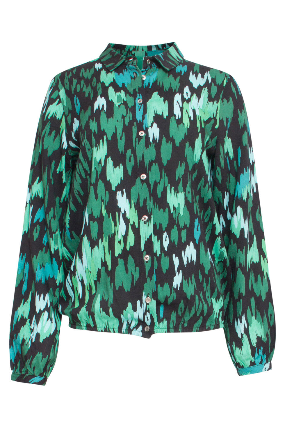 24658 Teale Animal Print Blouse | Petrol - Black