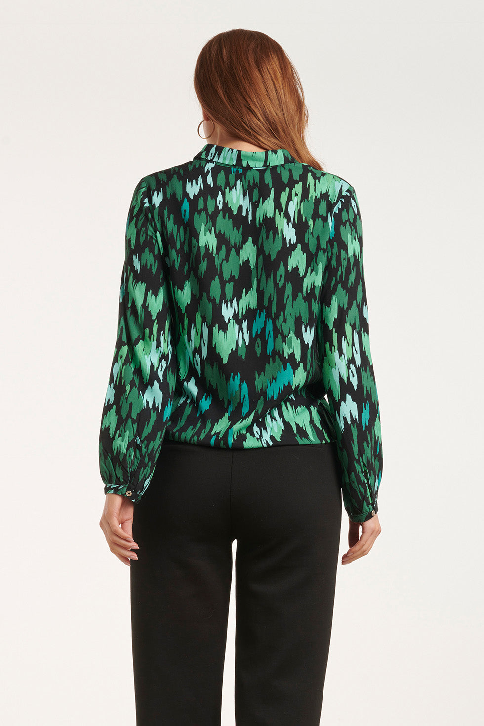 24658 Teale Animal Print Blouse | Petrol - Black