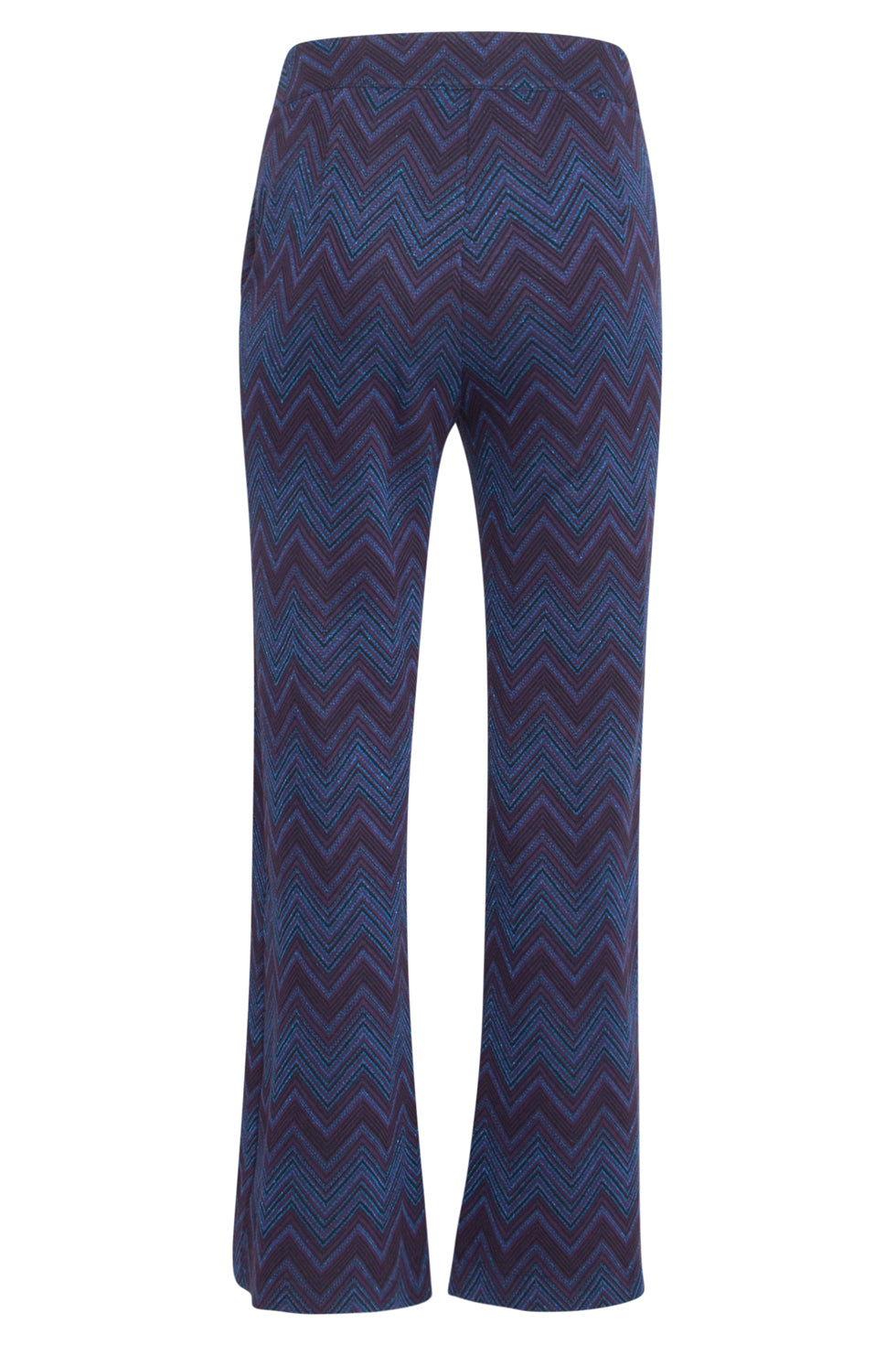 24678 Zigzag Print Broek Met Flared Pasvorm | Navy - Black