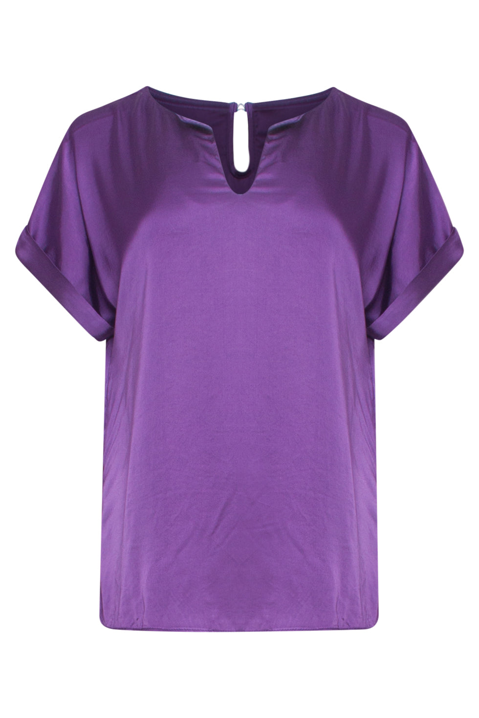 24681 Paarse Satijnen Top Met V-Hals | Purple