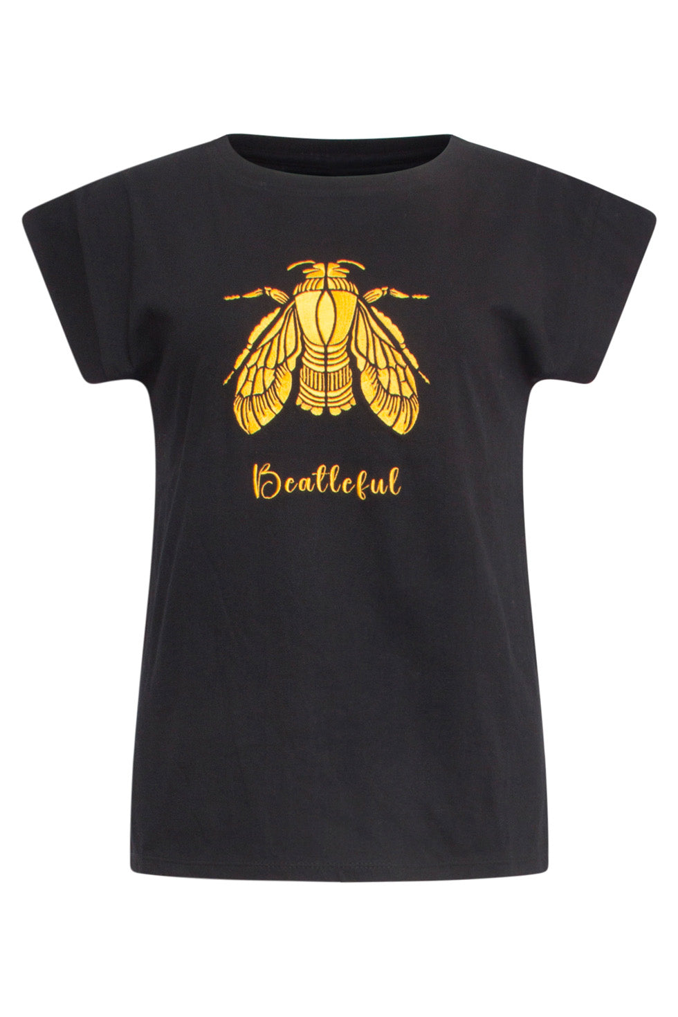 24690 T-Shirt Met Borduursel | Black - Gold