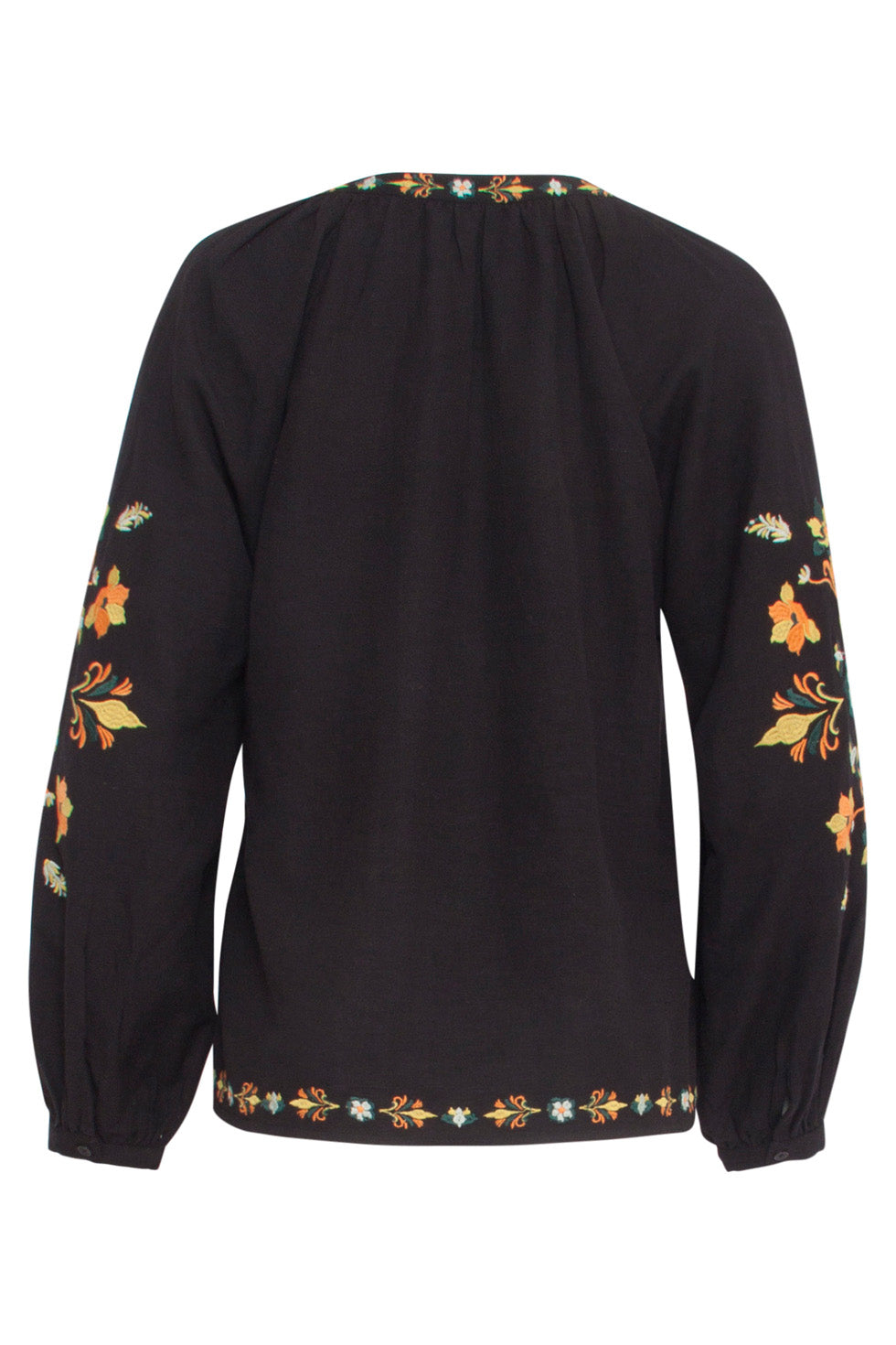 24693 E Top Met Bloemenborduursels | Blackwhite