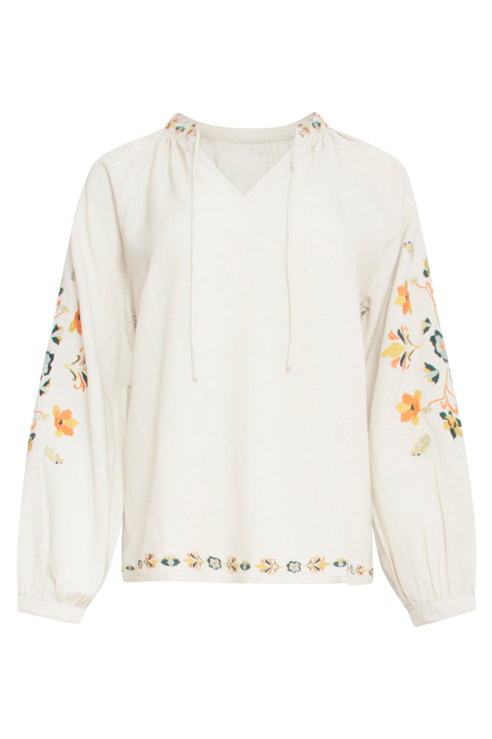 24693 E Top Met Bloemenborduursels | Sand-Multicolour
