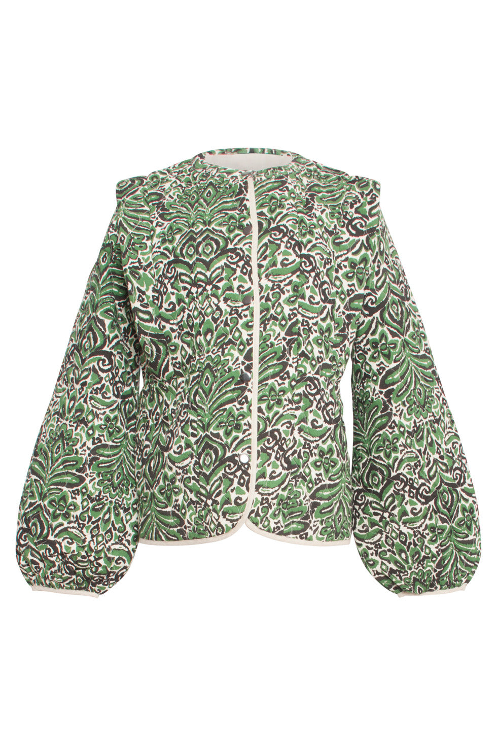 24695 Getinte Gewatteerde Jas Met Azteekse Print | Army-Multicolour
