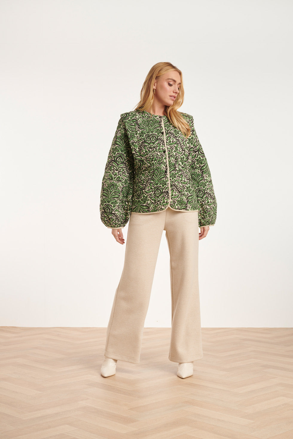 24695 Getinte Gewatteerde Jas Met Azteekse Print | Army-Multicolour