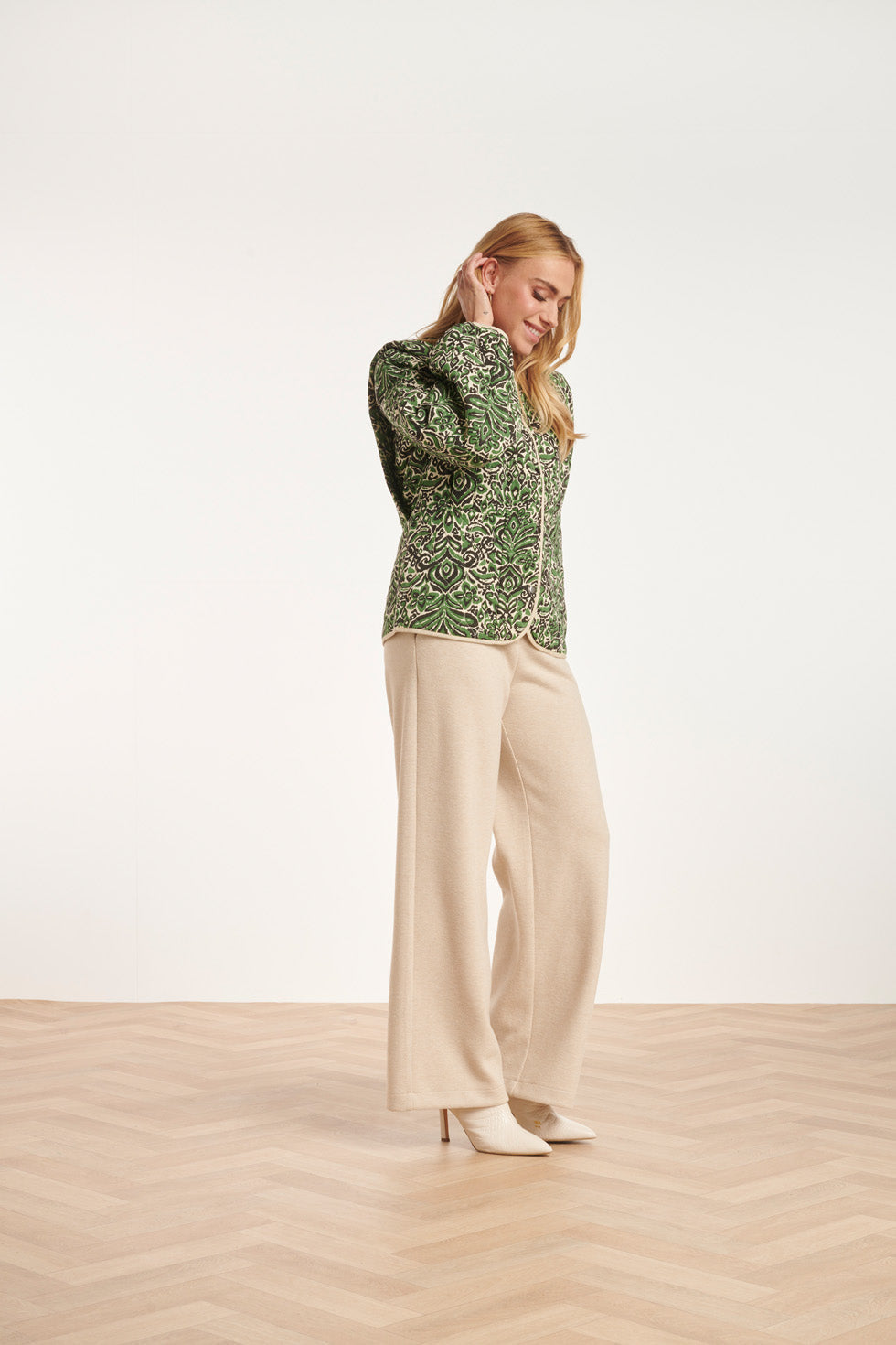 24695 Getinte Gewatteerde Jas Met Azteekse Print | Army-Multicolour