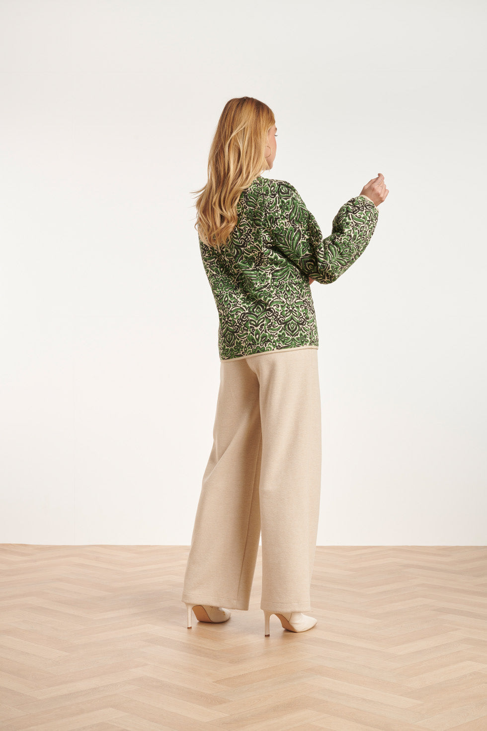 24695 Getinte Gewatteerde Jas Met Azteekse Print | Army-Multicolour