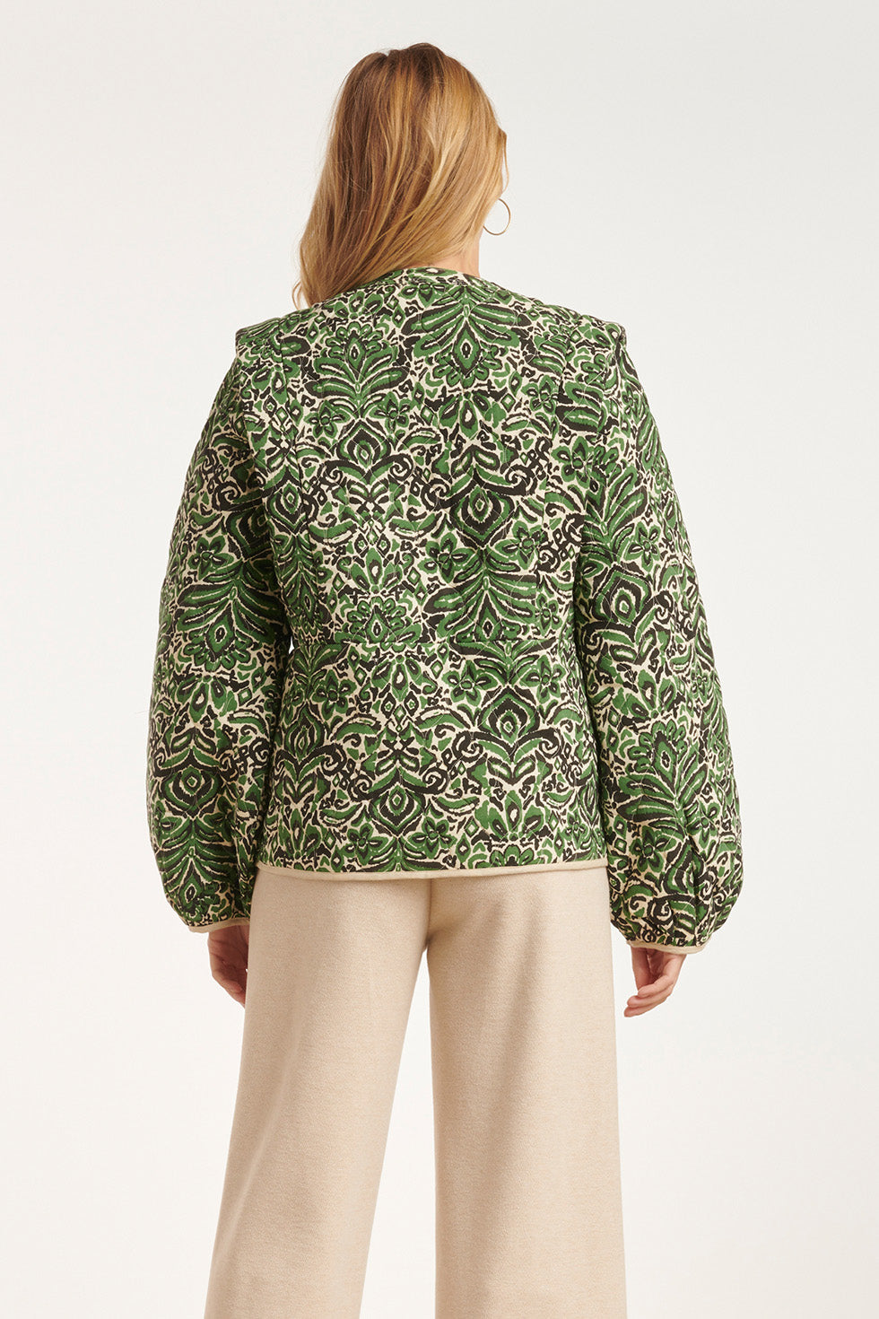 24695 Getinte Gewatteerde Jas Met Azteekse Print | Army-Multicolour