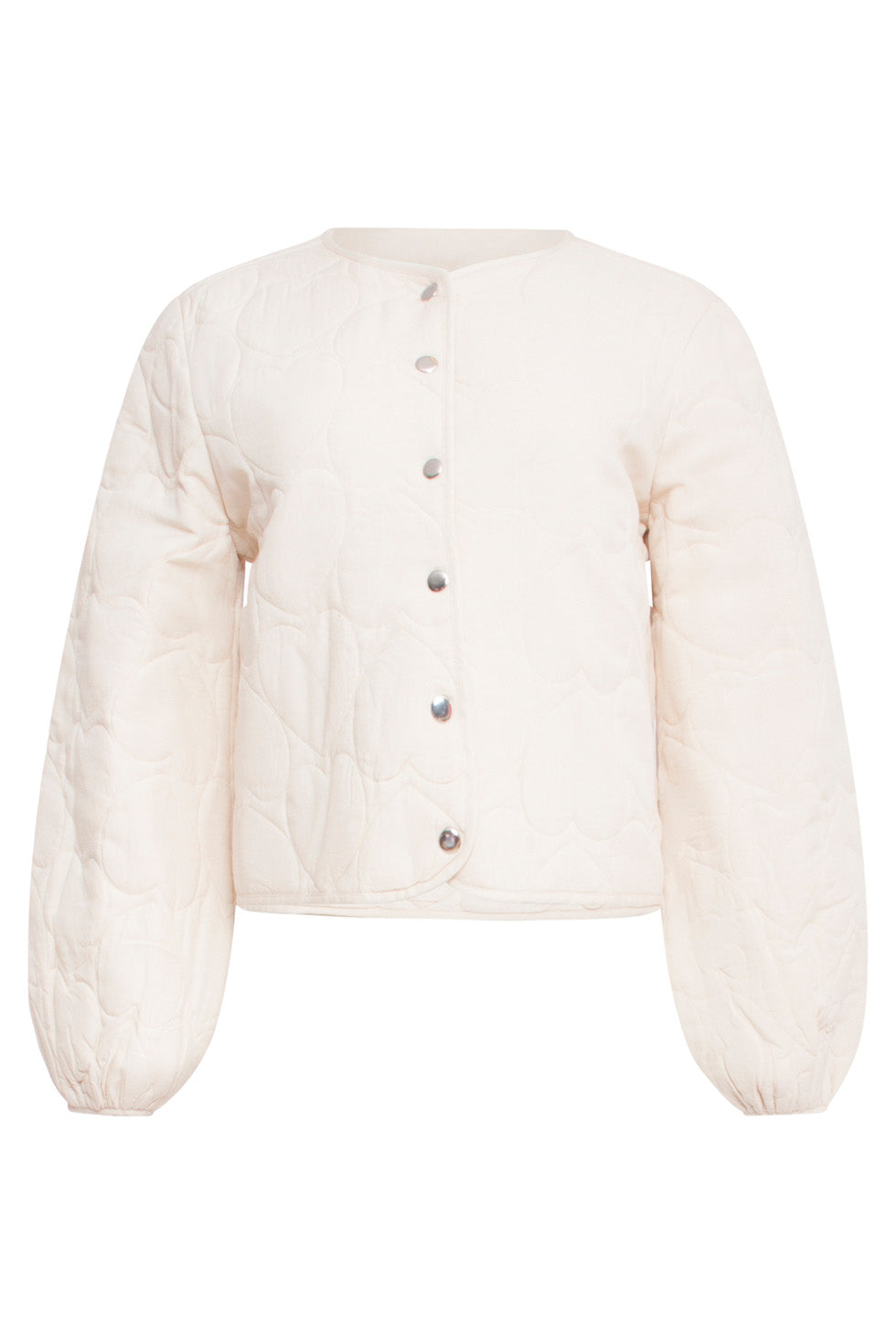 24705 Offwhite Gewatteerde Jas Met Hartvormige Stiksel | Sand