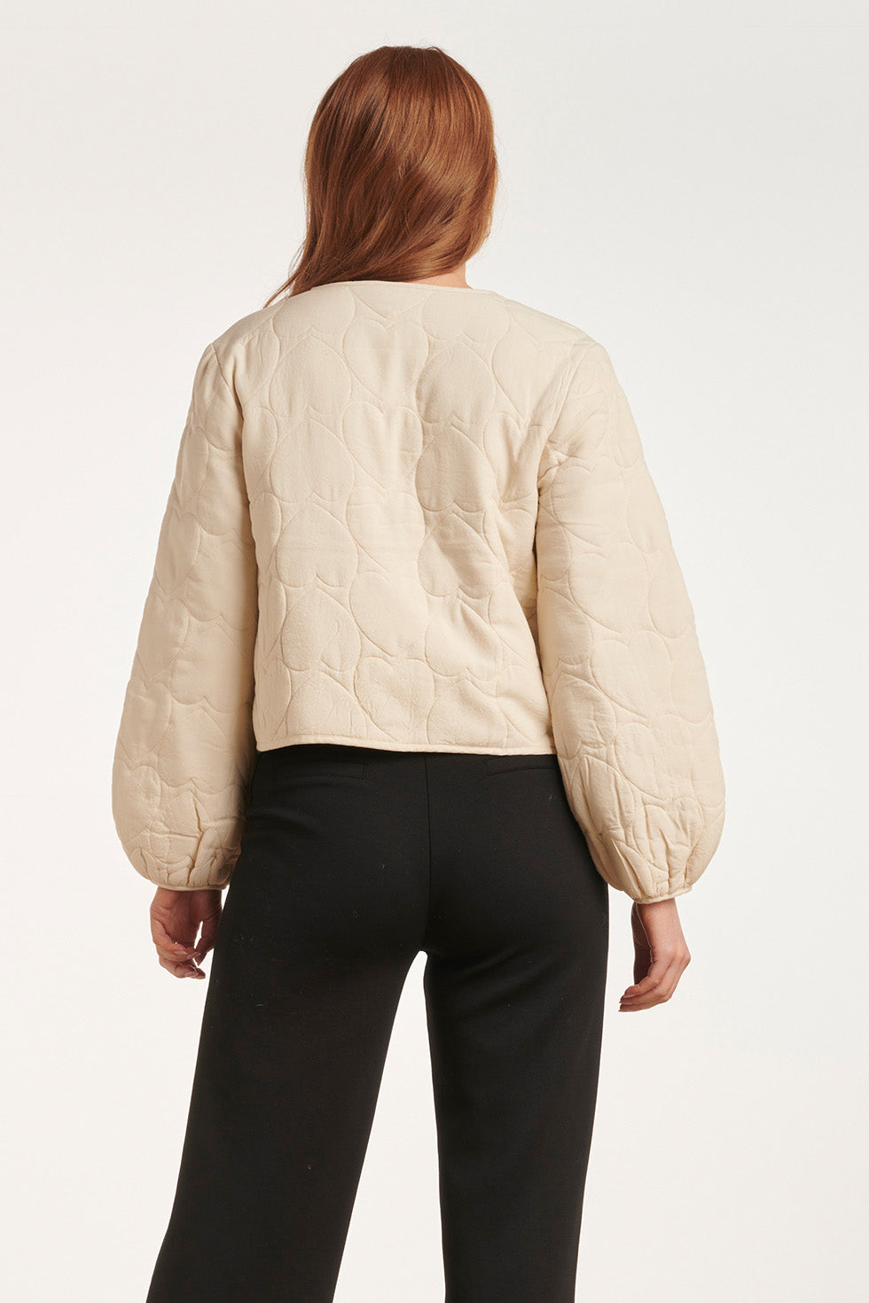 24705 Offwhite Gewatteerde Jas Met Hartvormige Stiksel | Sand