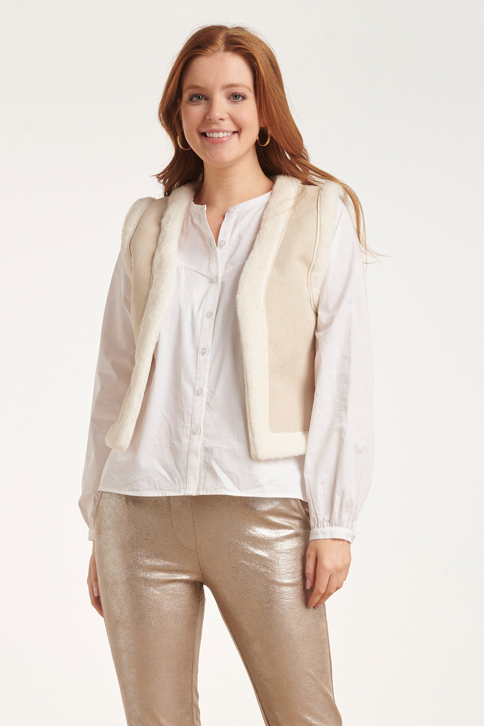 24707 Suedine Gilet | Sand