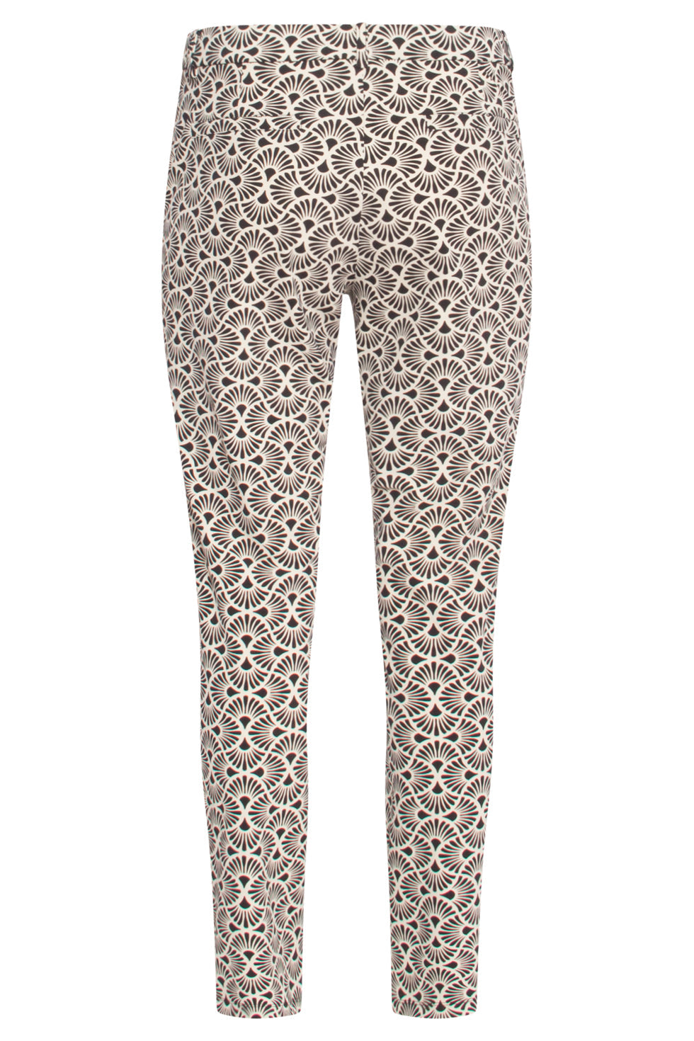 24726 Slim Fit Grafische Bloem Geprinte Travel Kwaliteit Broek | Sand - Black