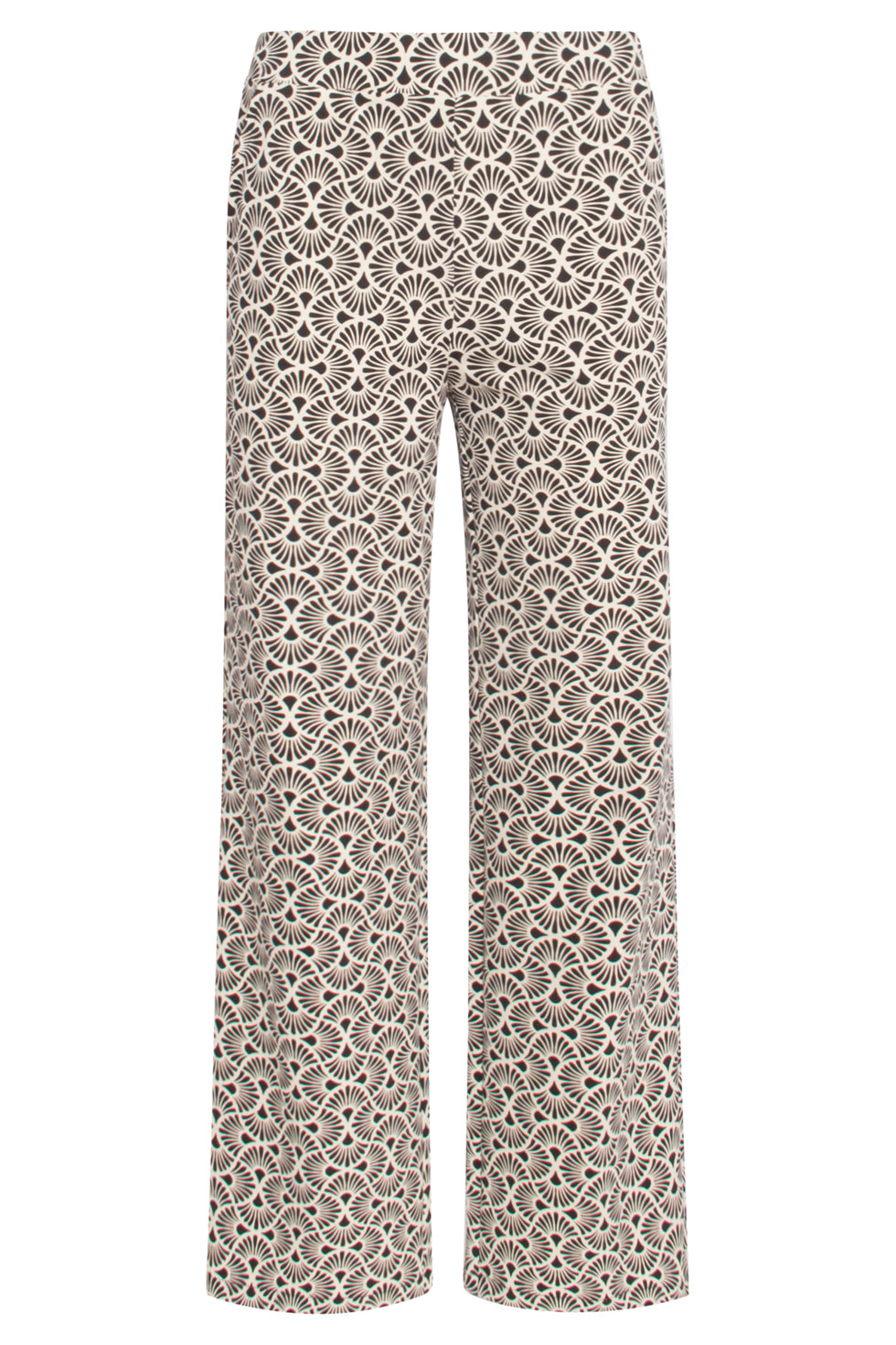 24729 Stijlvolle Grafische Bloemenprint Travel Kwaliteit Broek | Sand - Black