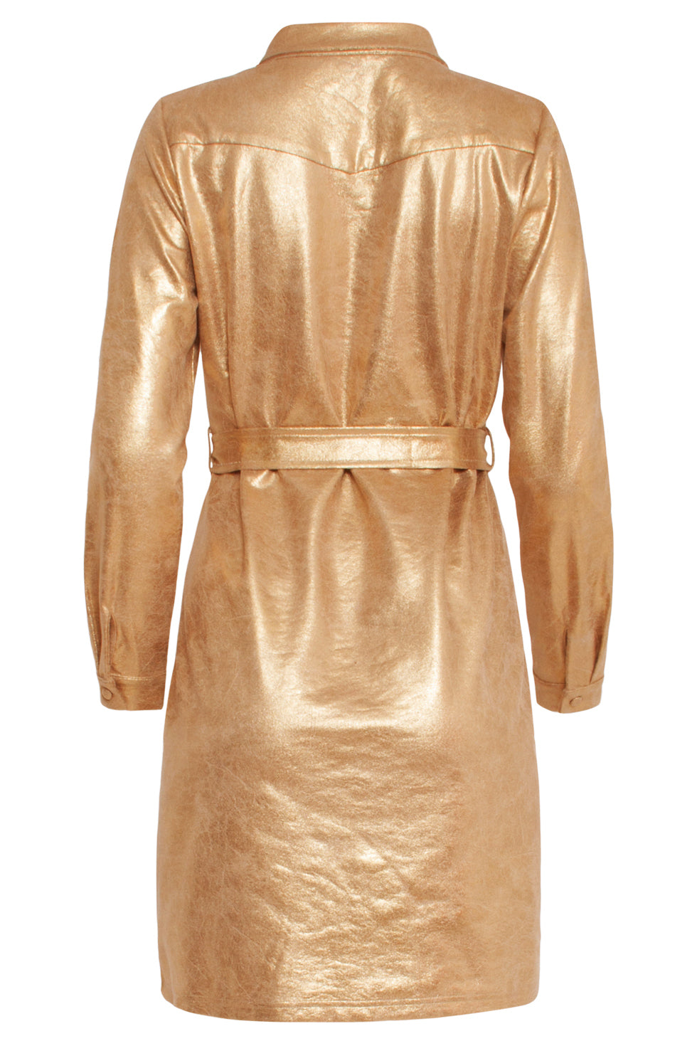 24733 Gecoate Suedine Jurk | Gold