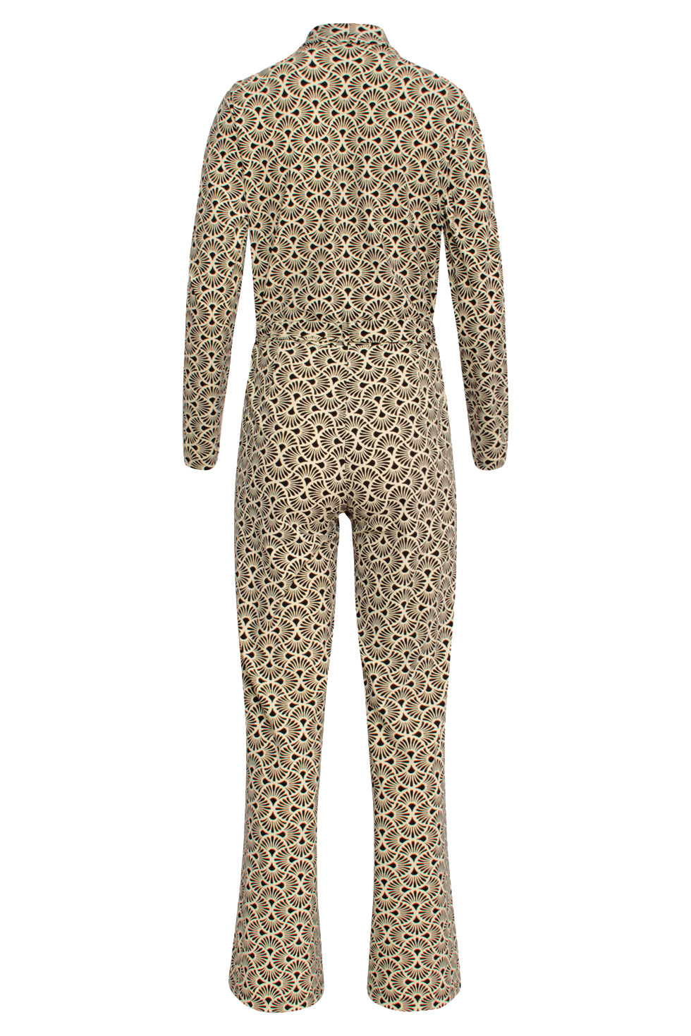 24735 Grafisch Bloemenprint Travel Jumpsuit | Off White - Black