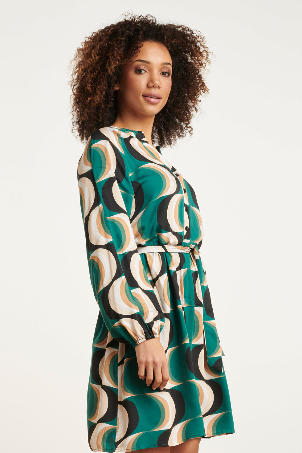 24757 Retro Graphic Jurk | Bottle - Muticolour