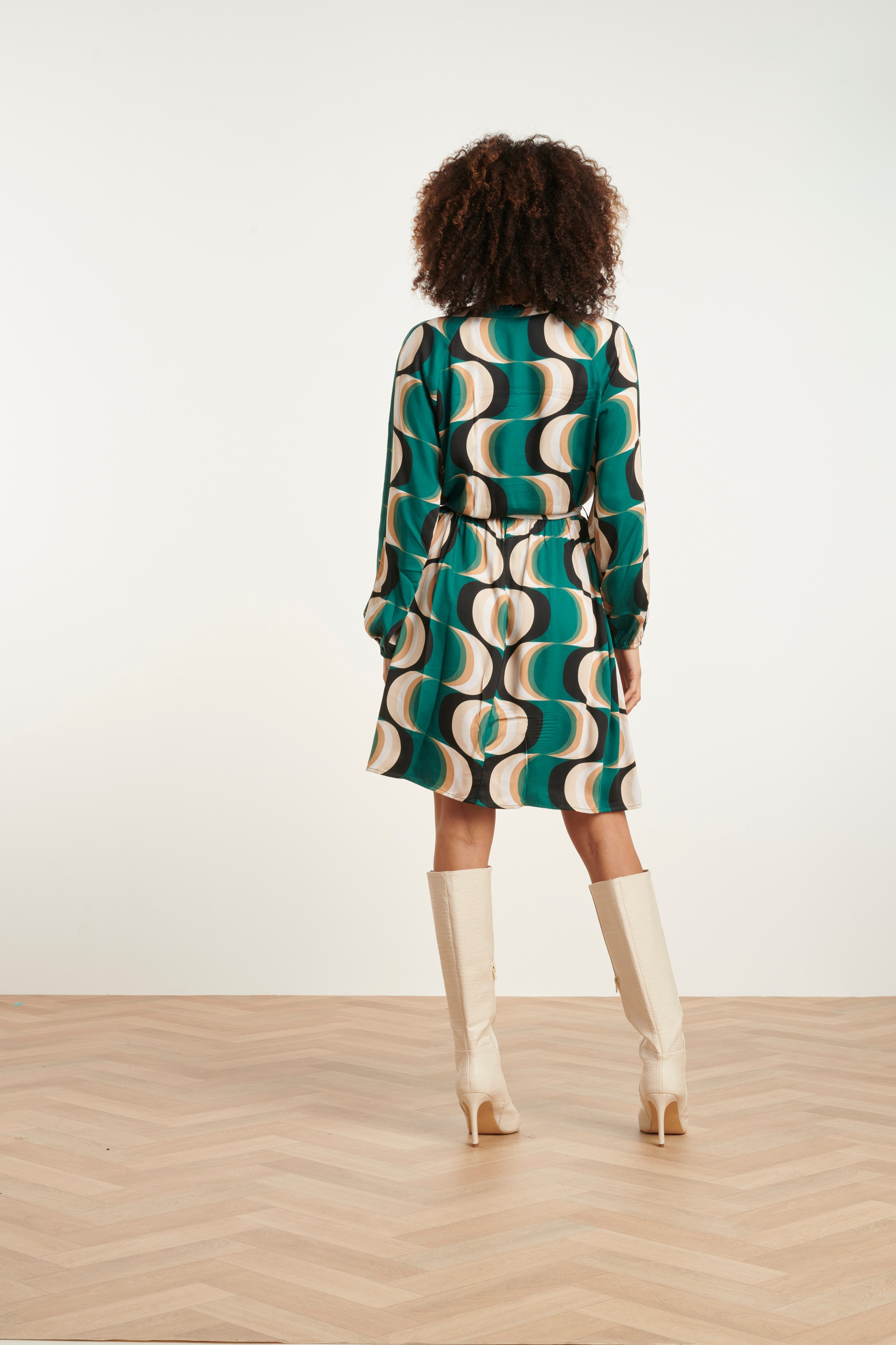 24757 Retro Graphic Jurk | Bottle - Muticolour