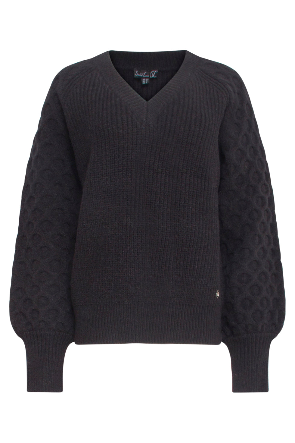 24784 E Oversized Trui Met V-Hals | Black
