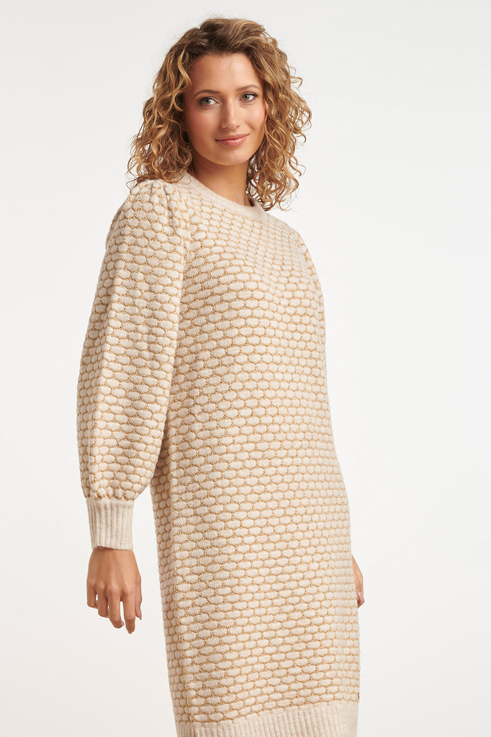 24786 Gebreid Jurk | Sand - Gold