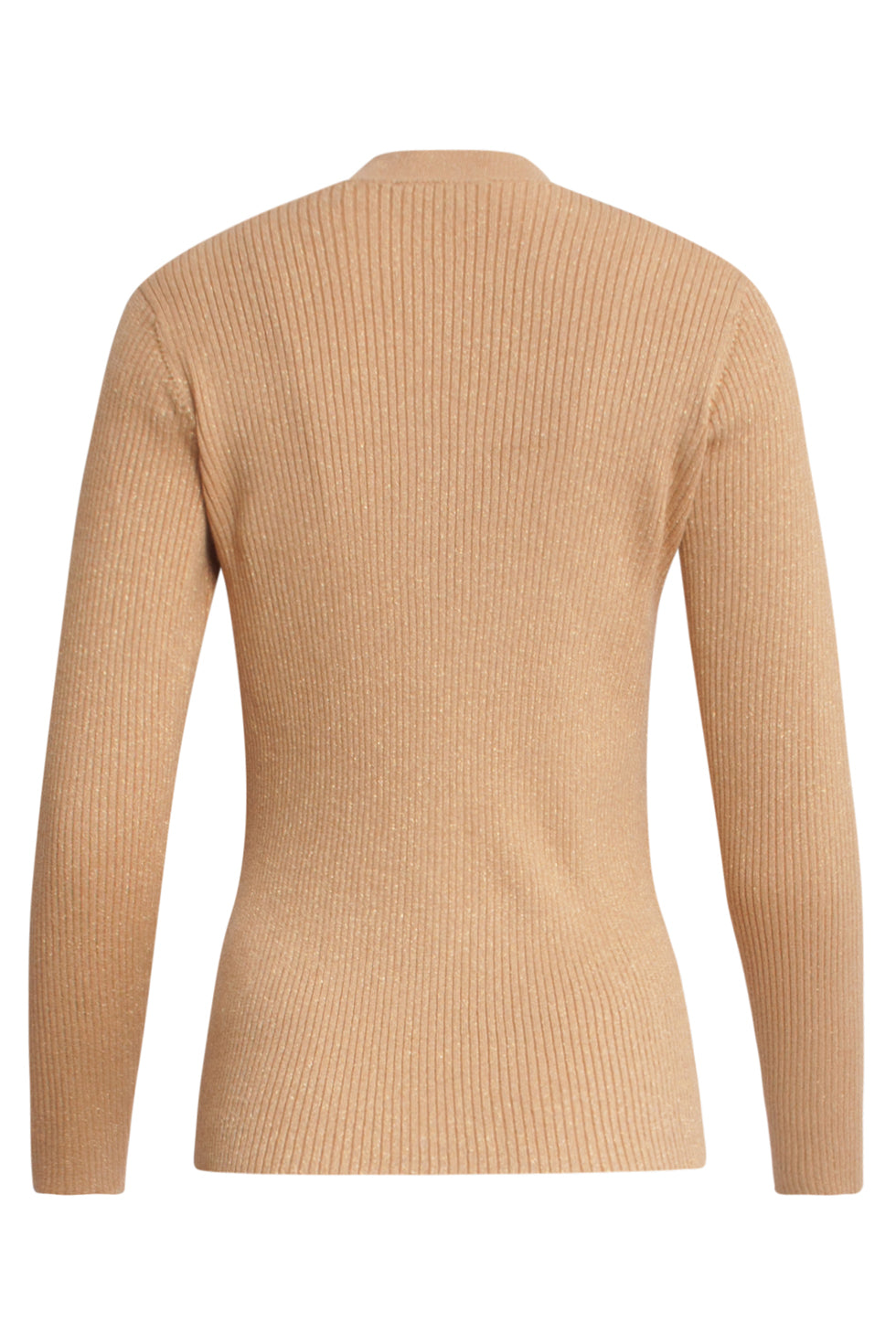 24788 Donker Gebreide Rib Turtle Neck Top | Dark Sand - Gold