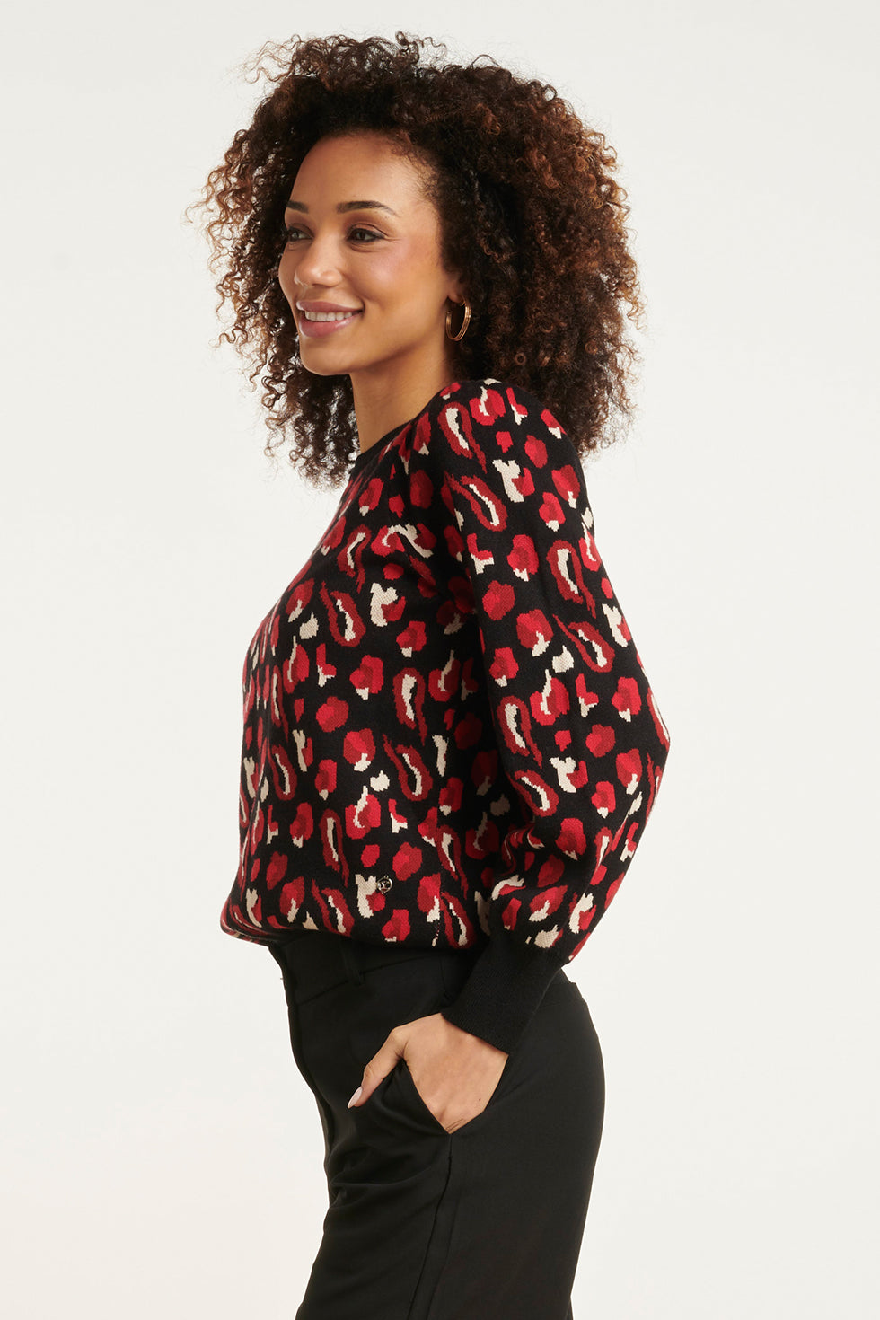 24791 - Dierenprint Trui | Black - Dark Red