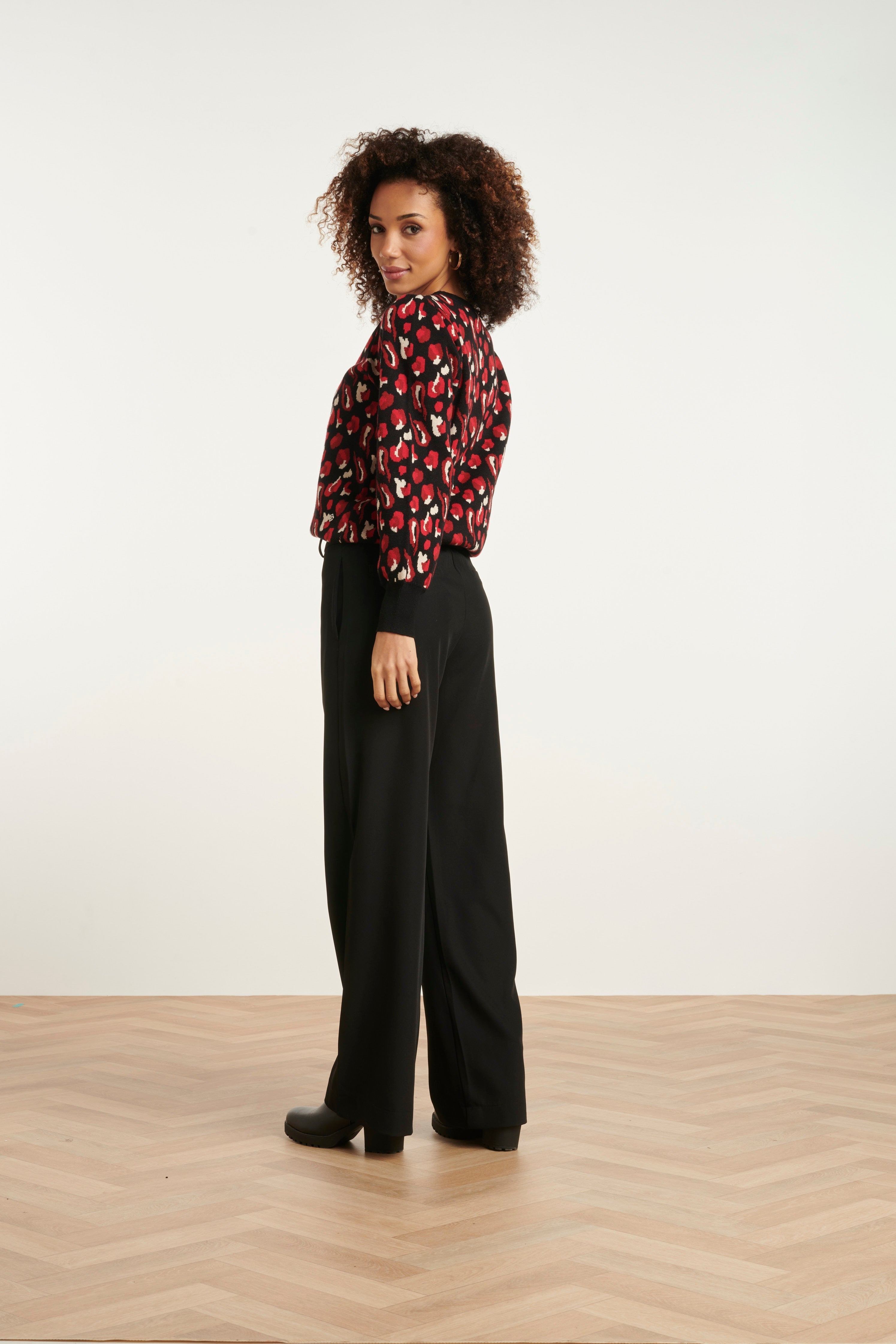 24791 - Dierenprint Trui | Black - Dark Red