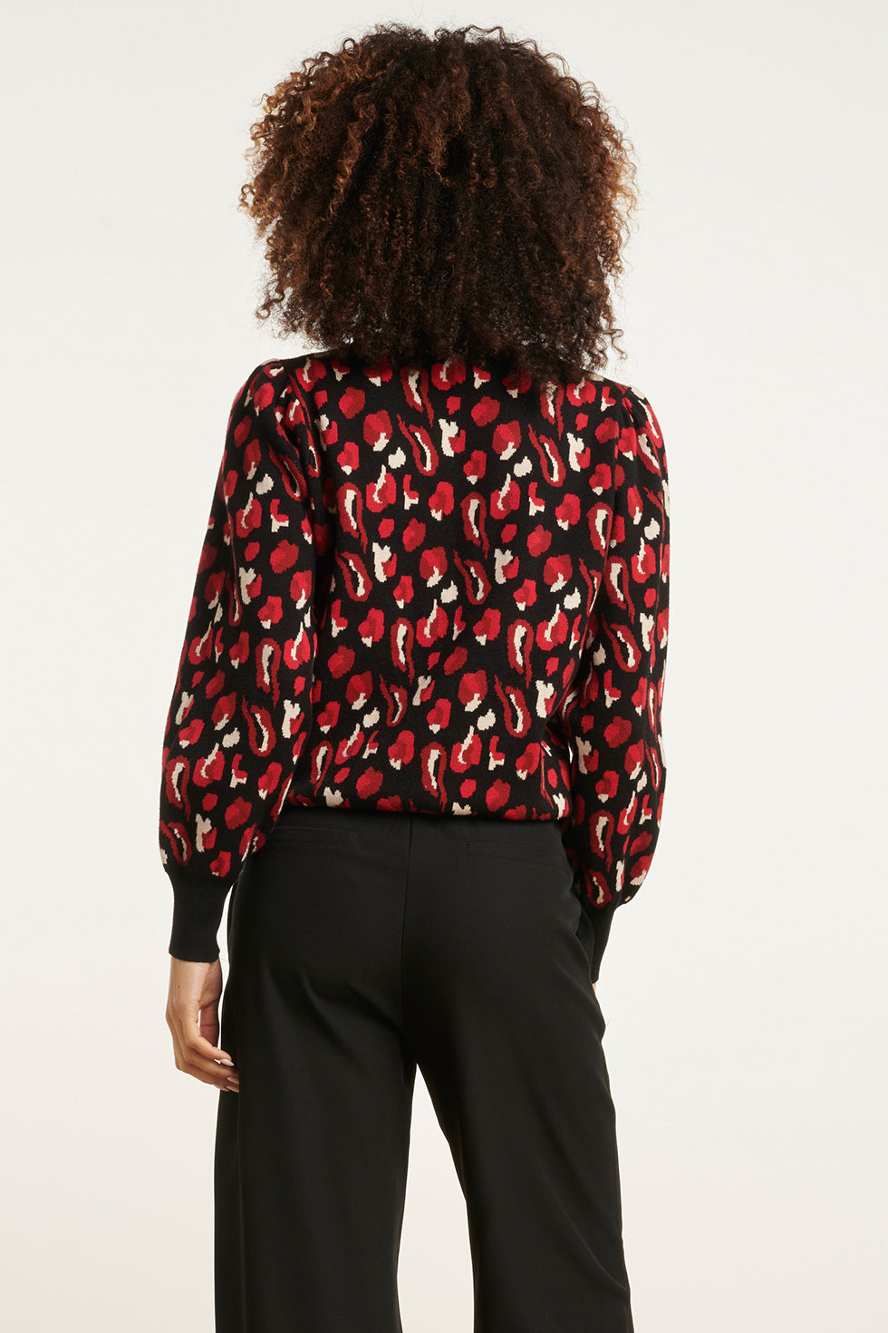24791 - Dierenprint Trui | Black - Dark Red