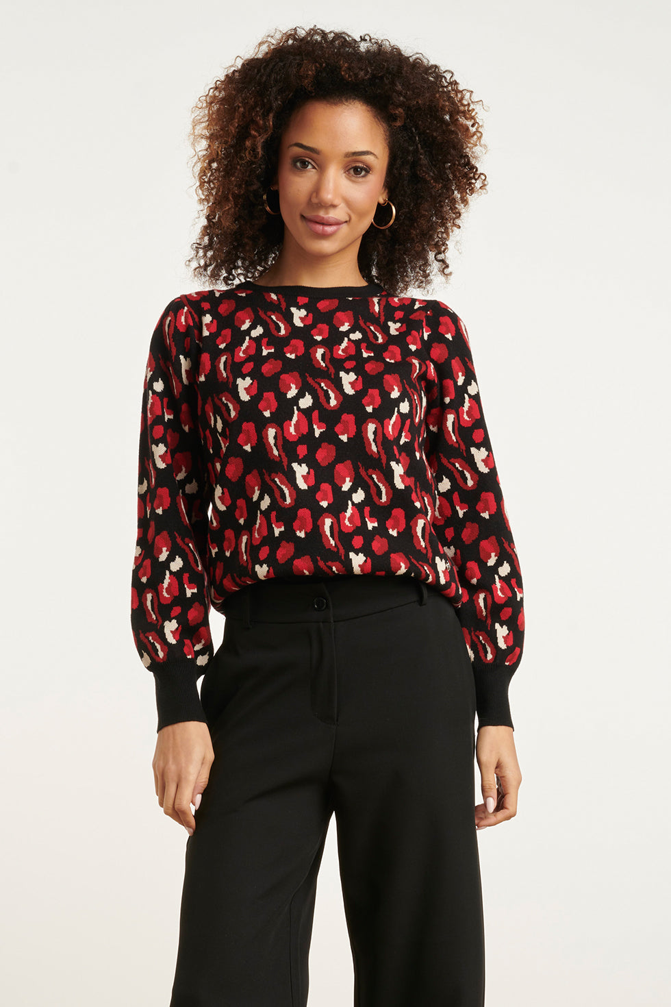 24791 - Dierenprint Trui | Black - Dark Red