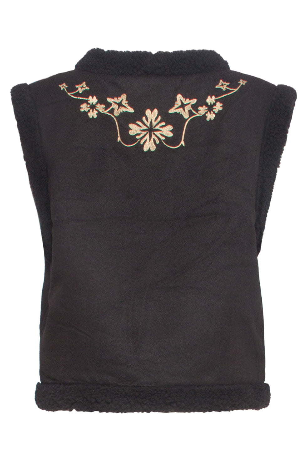24805 E Geborduurde Lammy Gilet | Black - Gold