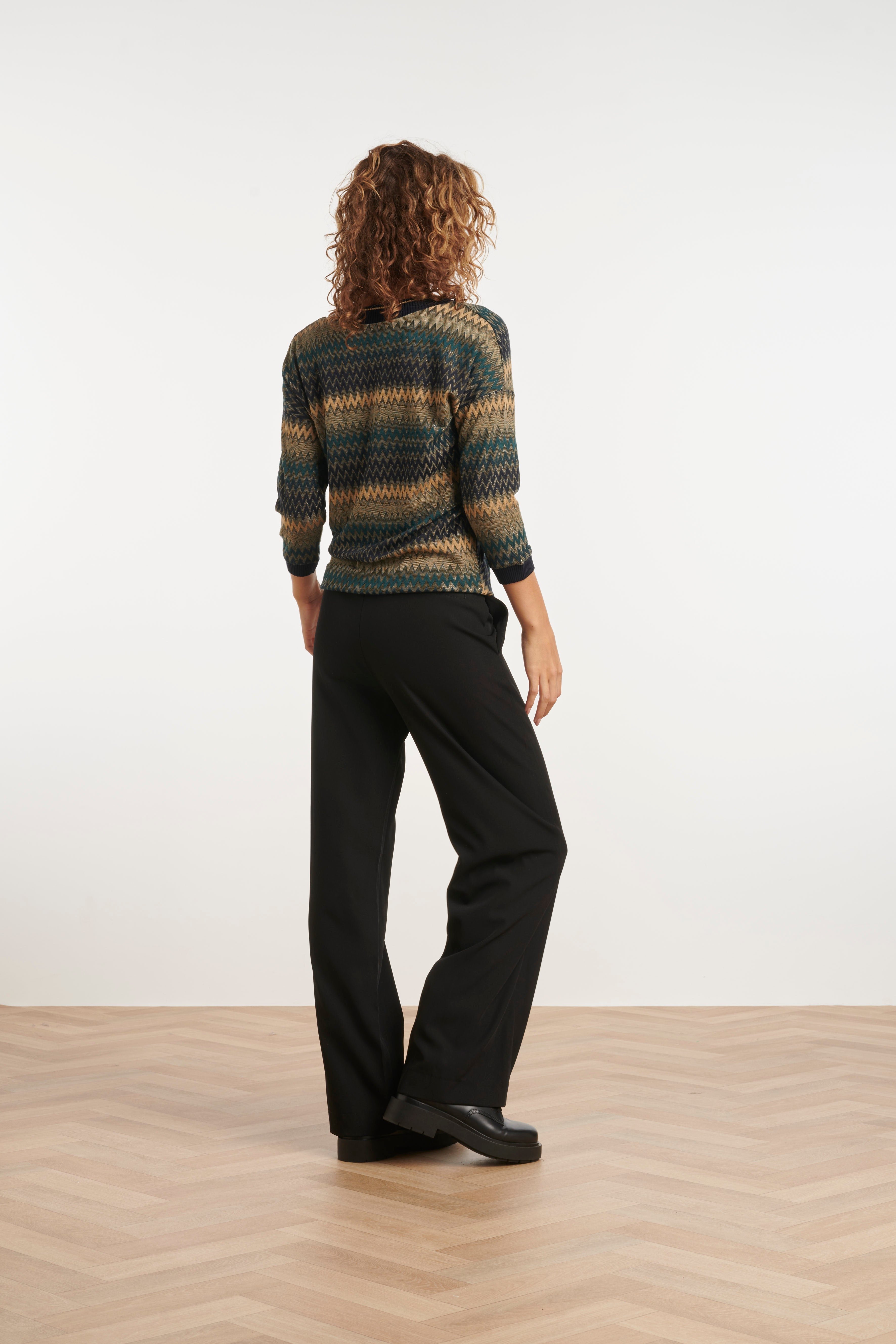 24809 Getinte Zigzag Top | Petrol-Muticolour