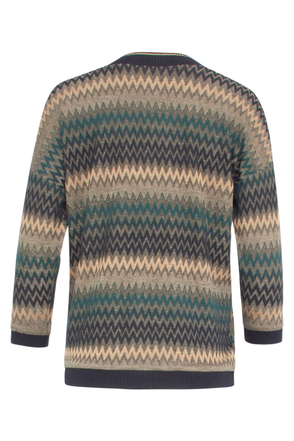 24809 Getinte Zigzag Top | Petrol-Muticolour